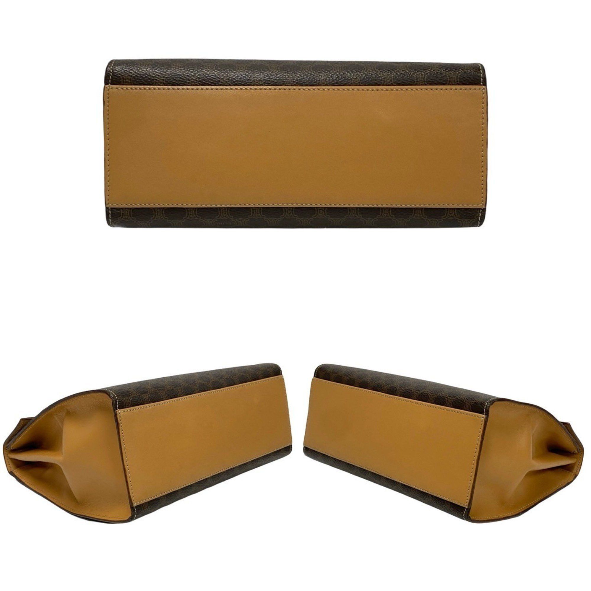 Celine CELINE Macadam Blason Triomphe Print Logo Ring Hardware Leather 2-Way Handbag/Shoulder Bag Brown 43031 Size ONE SIZE - 6 Thumbnail