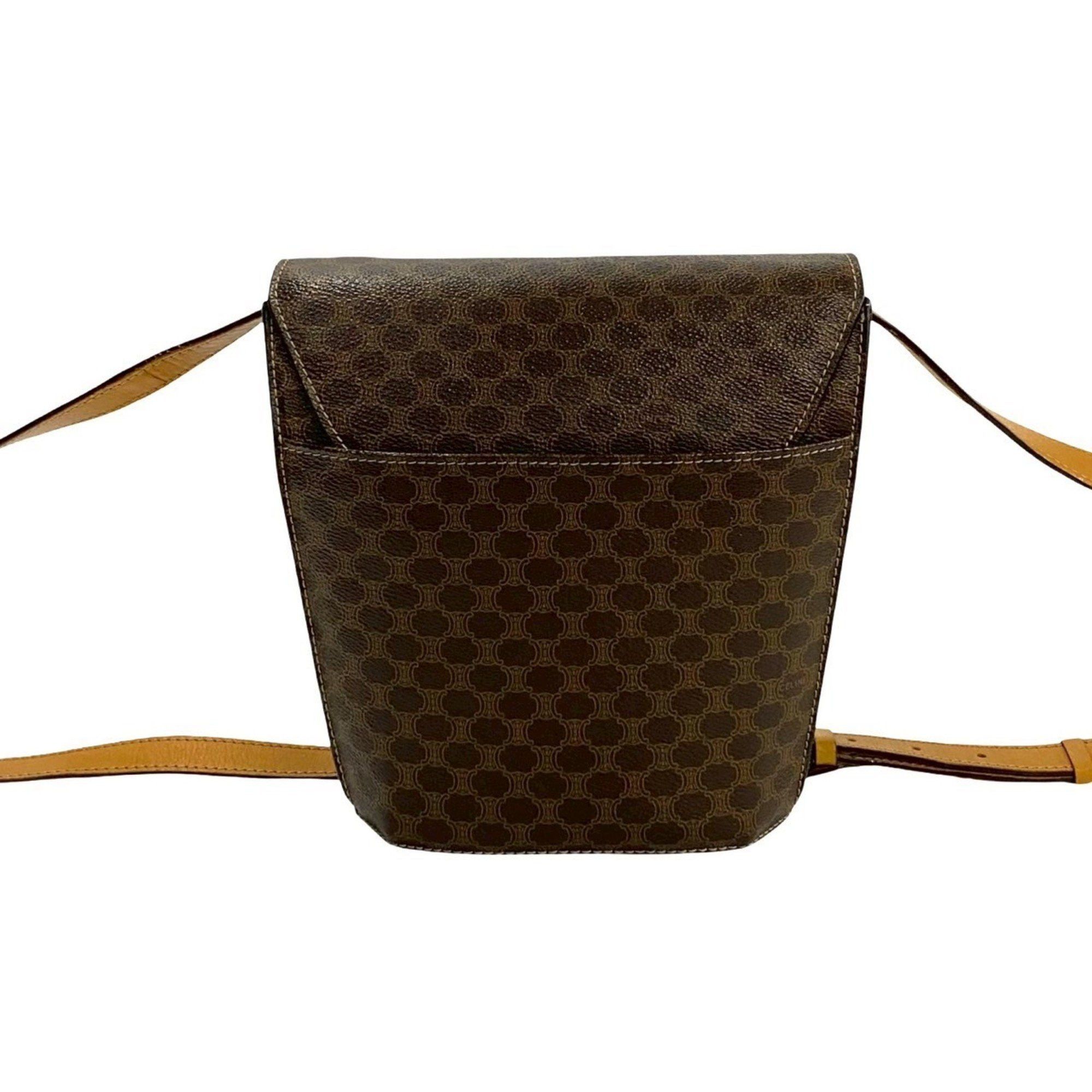 Celine CELINE Macadam Blason Triomphe Medal and Coin Motif Leather Shoulder Bag, Brown, 21720 Size ONE SIZE - 4 Thumbnail