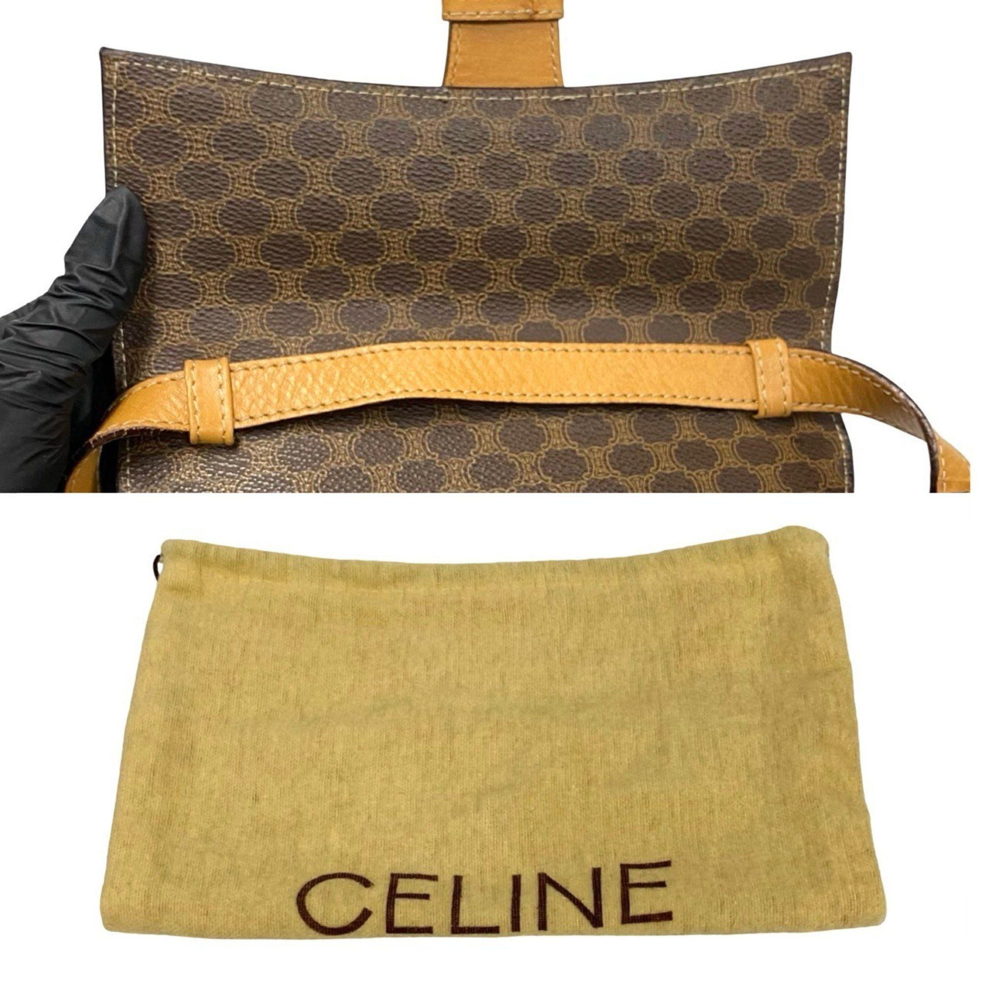 Celine CELINE Macadam Blason Triomphe Medal and Coin Motif Leather Shoulder Bag, Brown, 21720 Size ONE SIZE - 9 Thumbnail