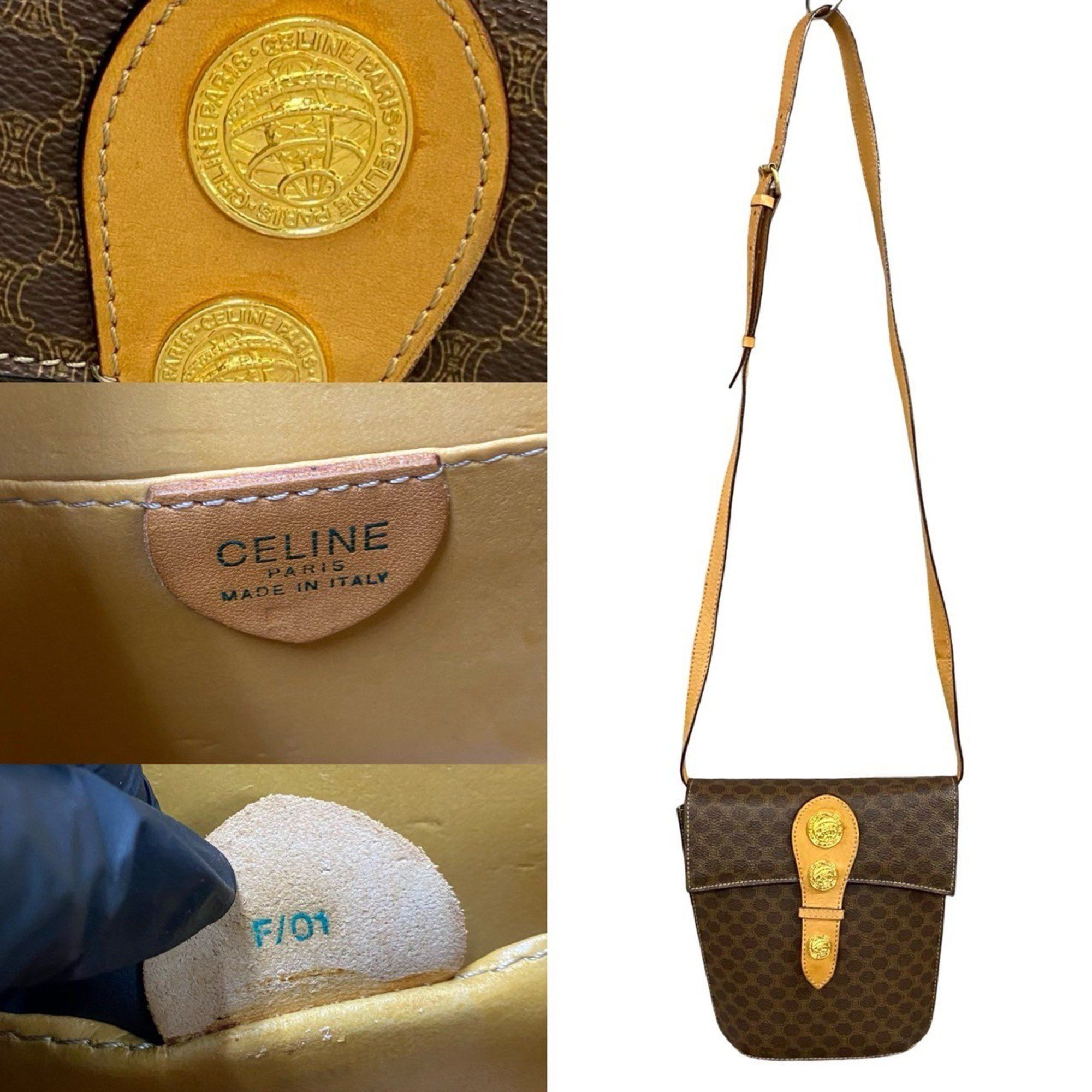 Celine CELINE Macadam Blason Triomphe Medal and Coin Motif Leather Shoulder Bag, Brown, 21720 Size ONE SIZE - 3 Thumbnail