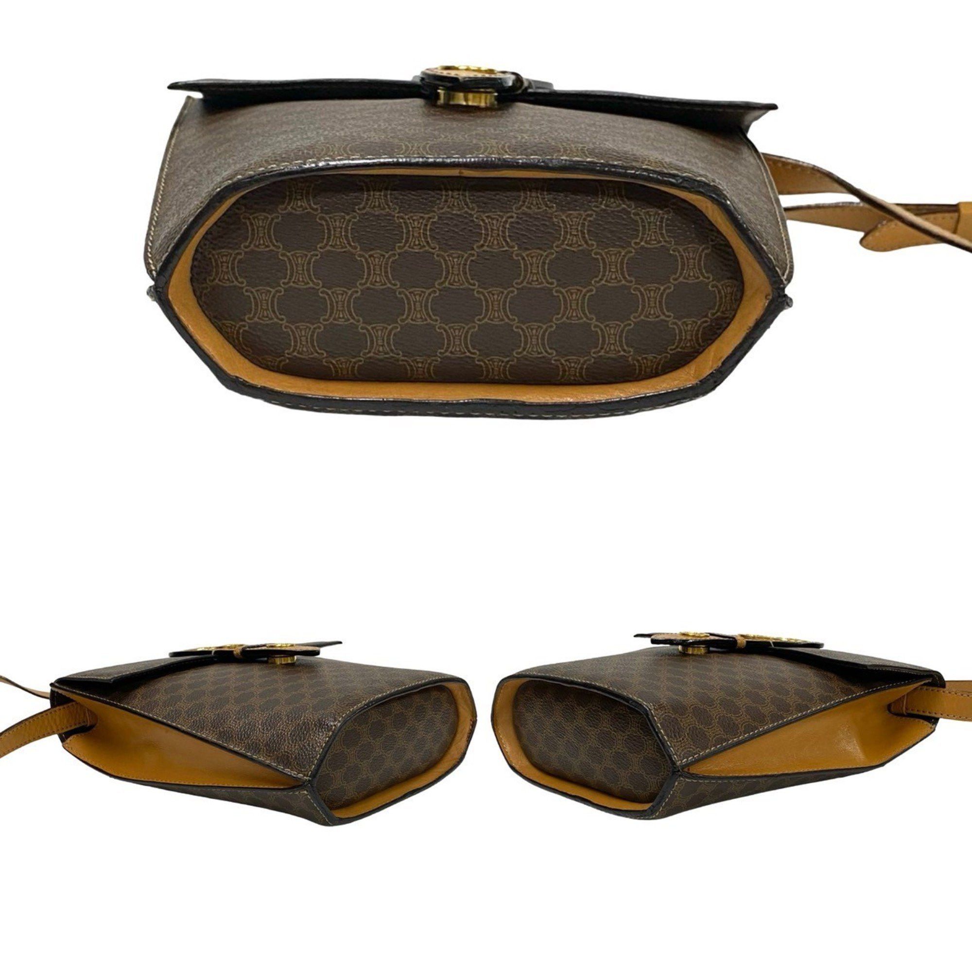 Celine CELINE Macadam Blason Triomphe Medal and Coin Motif Leather Shoulder Bag, Brown, 21720 Size ONE SIZE - 6 Thumbnail