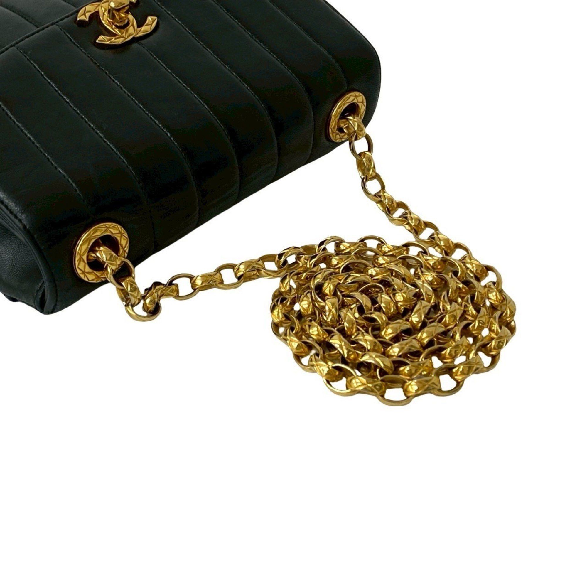 Chanel CHANEL Coco Lambskin Leather Shoulder Bag with Chain, Black, 34851 Size ONE SIZE - 4 Thumbnail