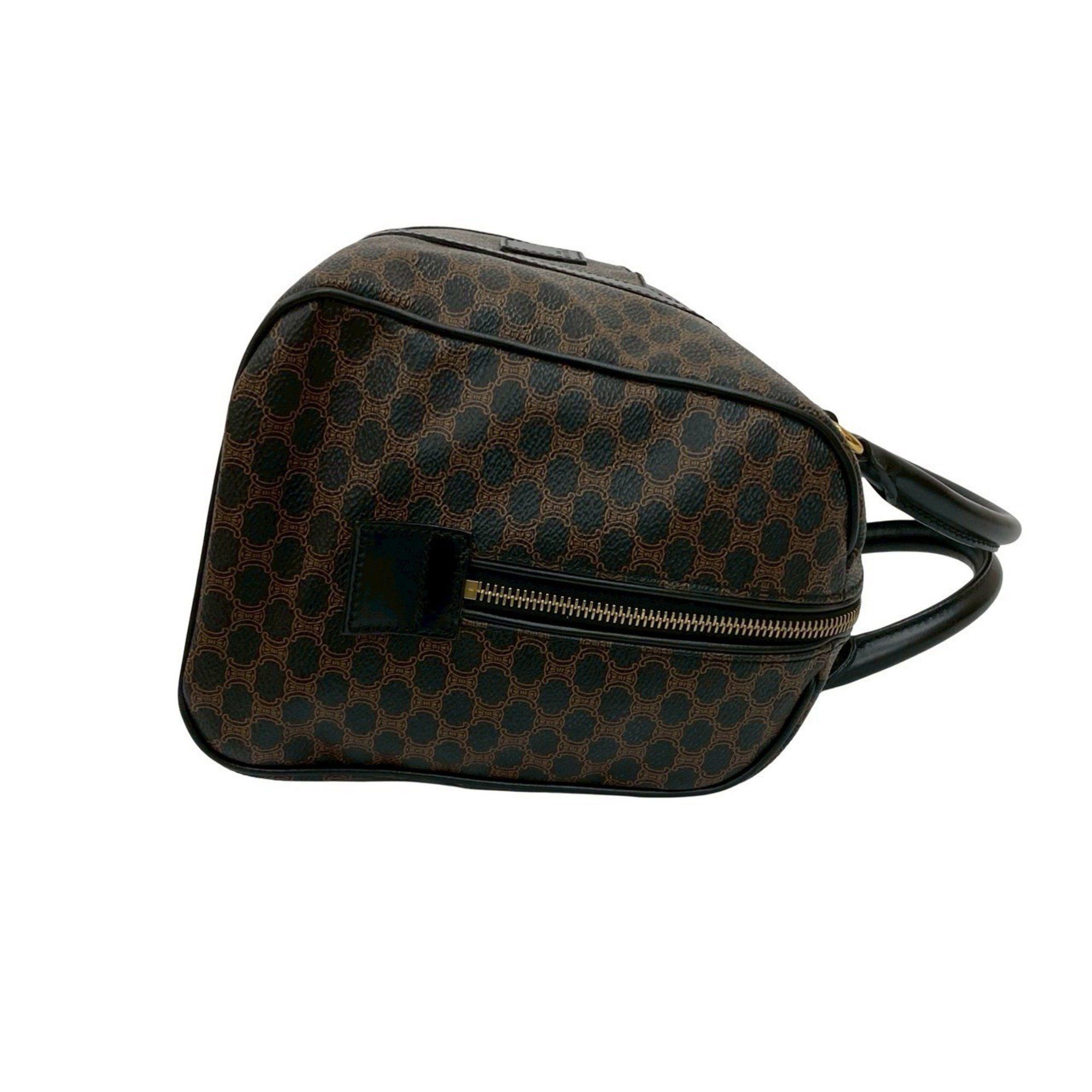 Celine CELINE Macadam Blason Triomphe Leather Handbag/Mini Boston Bag, Black, 60140 Size ONE SIZE - 6 Thumbnail