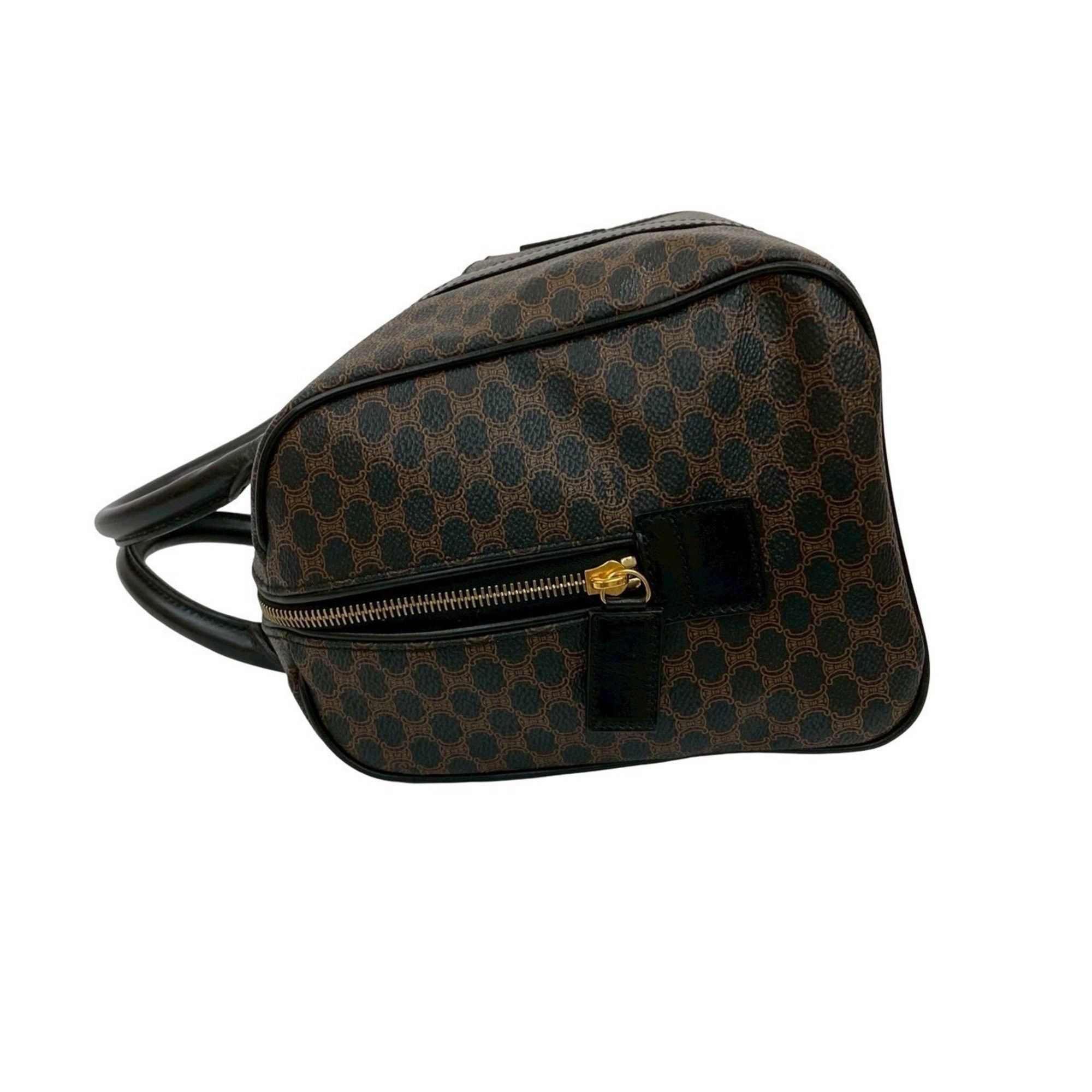 Celine CELINE Macadam Blason Triomphe Leather Handbag/Mini Boston Bag, Black, 60140 Size ONE SIZE - 5 Thumbnail