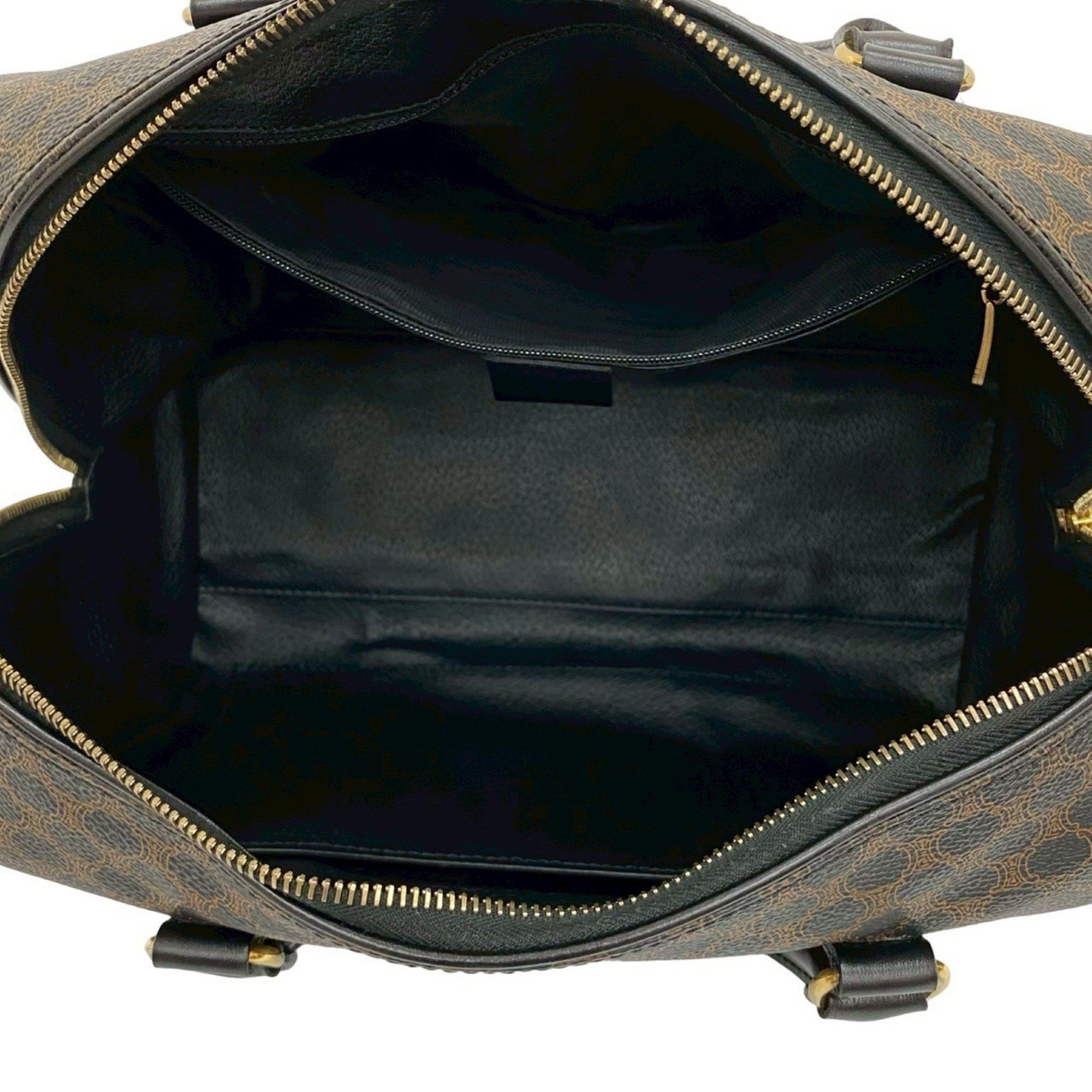 Celine CELINE Macadam Blason Triomphe Leather Handbag/Mini Boston Bag, Black, 60140 Size ONE SIZE - 9 Thumbnail