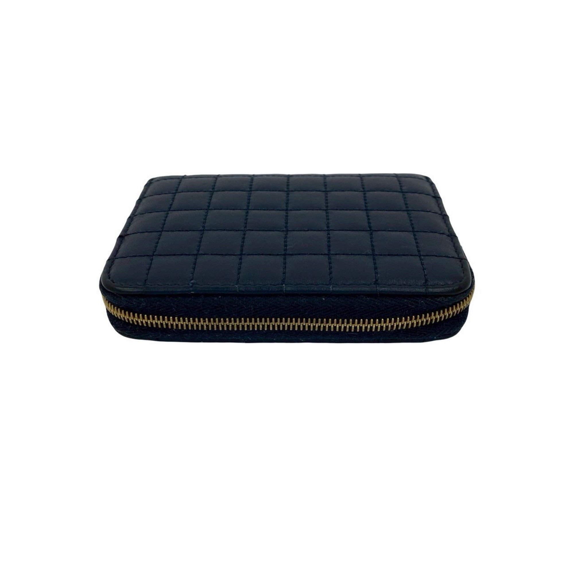 Celine CELINE C Charm Compact Wallet, Quilted Leather, Genuine Round Zip, Bifold Navy, 37267 Size ONE SIZE - 3 Thumbnail