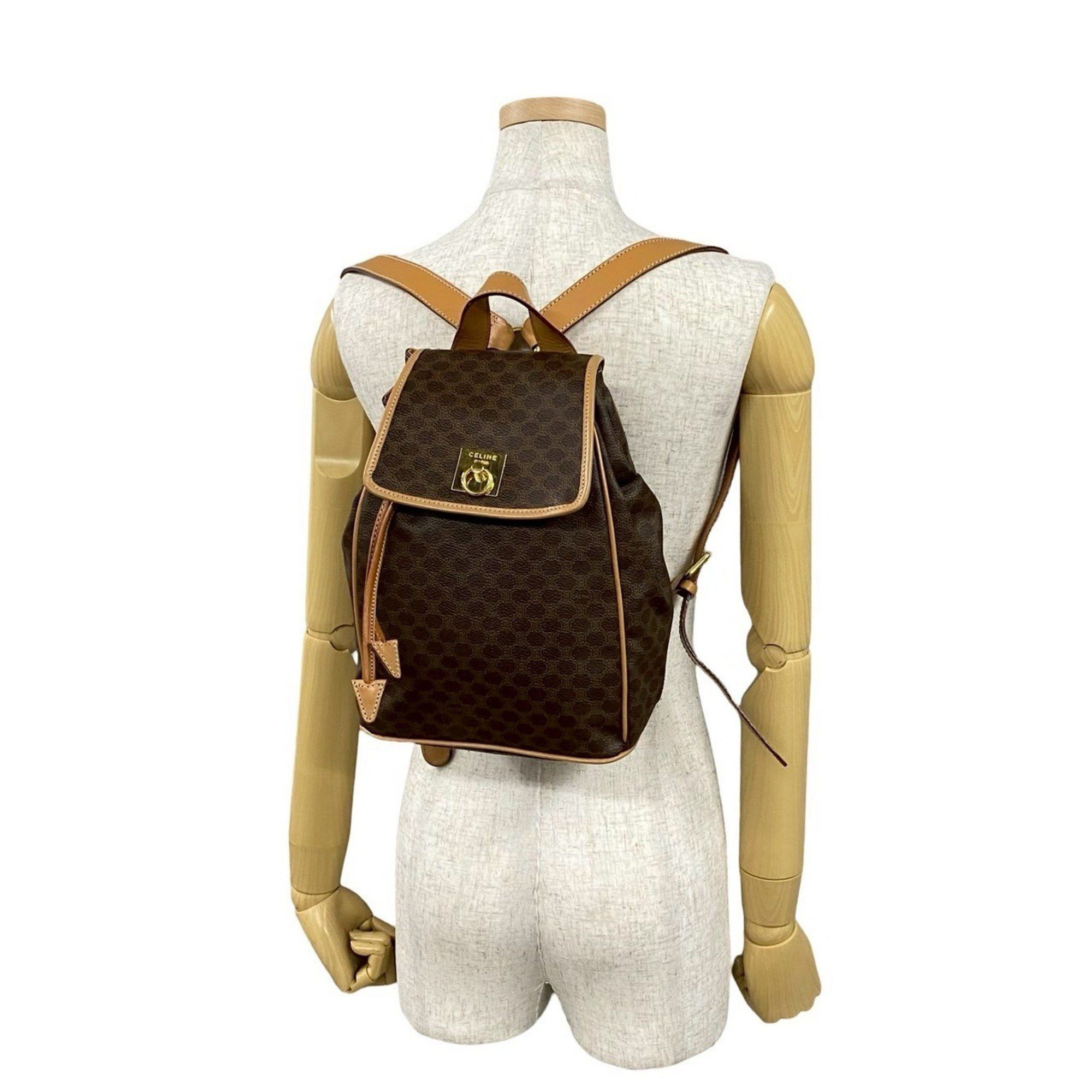 Celine CELINE Macadam Blason Triomphe Print Logo Ring Hardware Leather Backpack Daypack Brown 43496 Size ONE SIZE - 2 Thumbnail