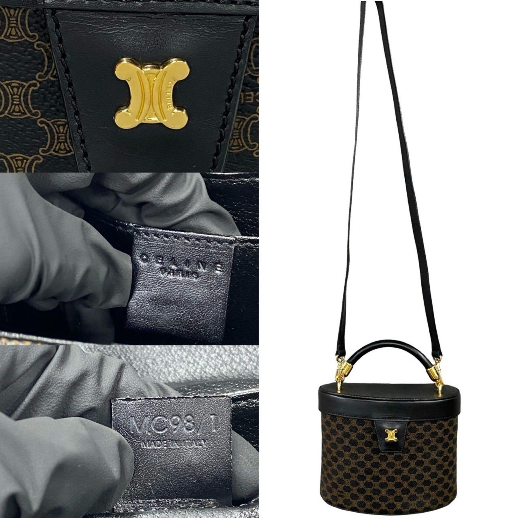 Celine CELINE Macadam Blason with Triomphe logo and hardware, leather, 2-way shoulder bag/handbag, black/brown, 34038 Size ONE SIZE - 3 Thumbnail