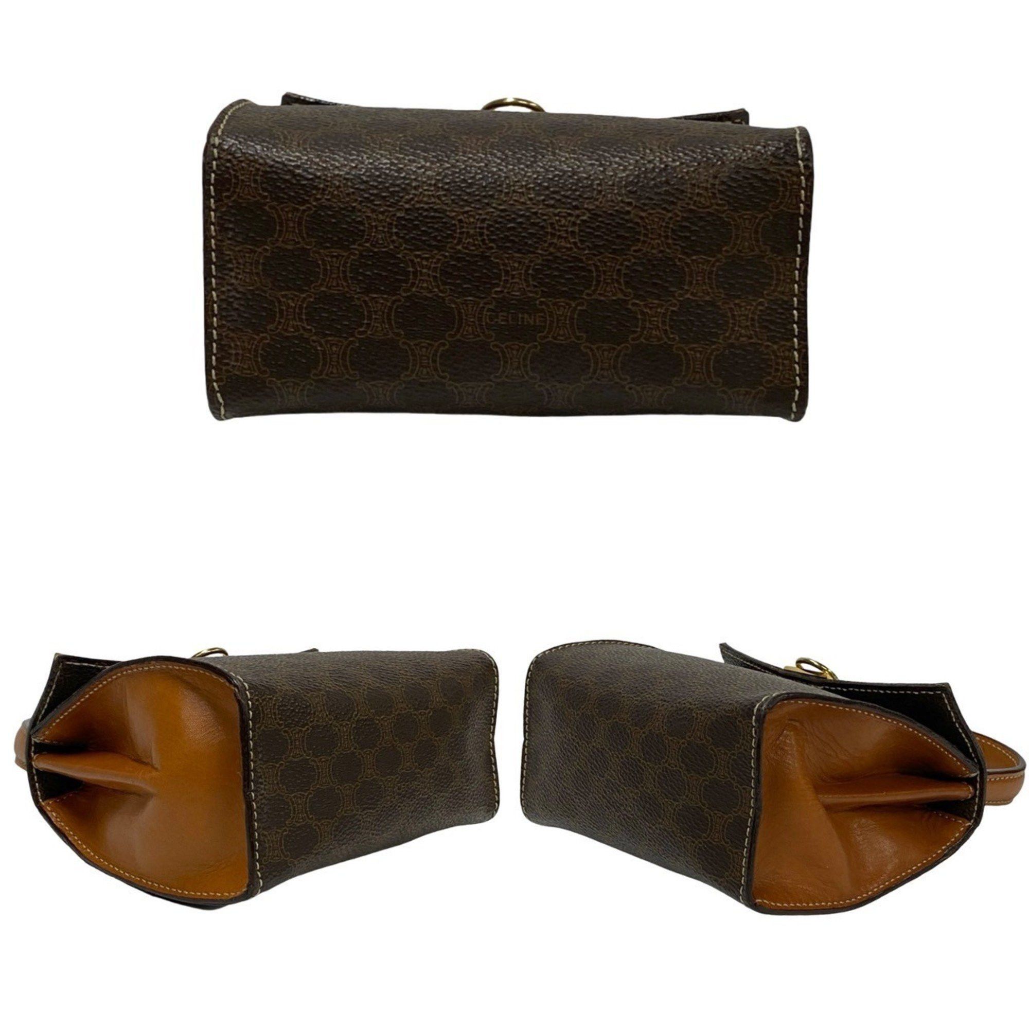 Celine CELINE Macadam Blason Ring Hardware Leather 2-Way Mini Handbag/Shoulder Bag Brown 191-3 Size ONE SIZE - 6 Thumbnail