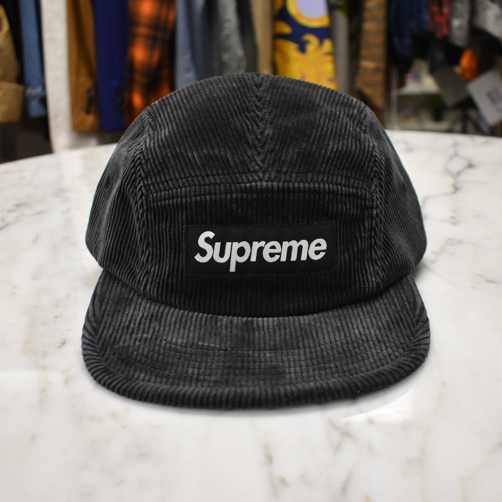 Supreme Supreme Faded Corduroy Box Logo Camp Cap Hat Black Size ONE SIZE - 2 Thumbnail