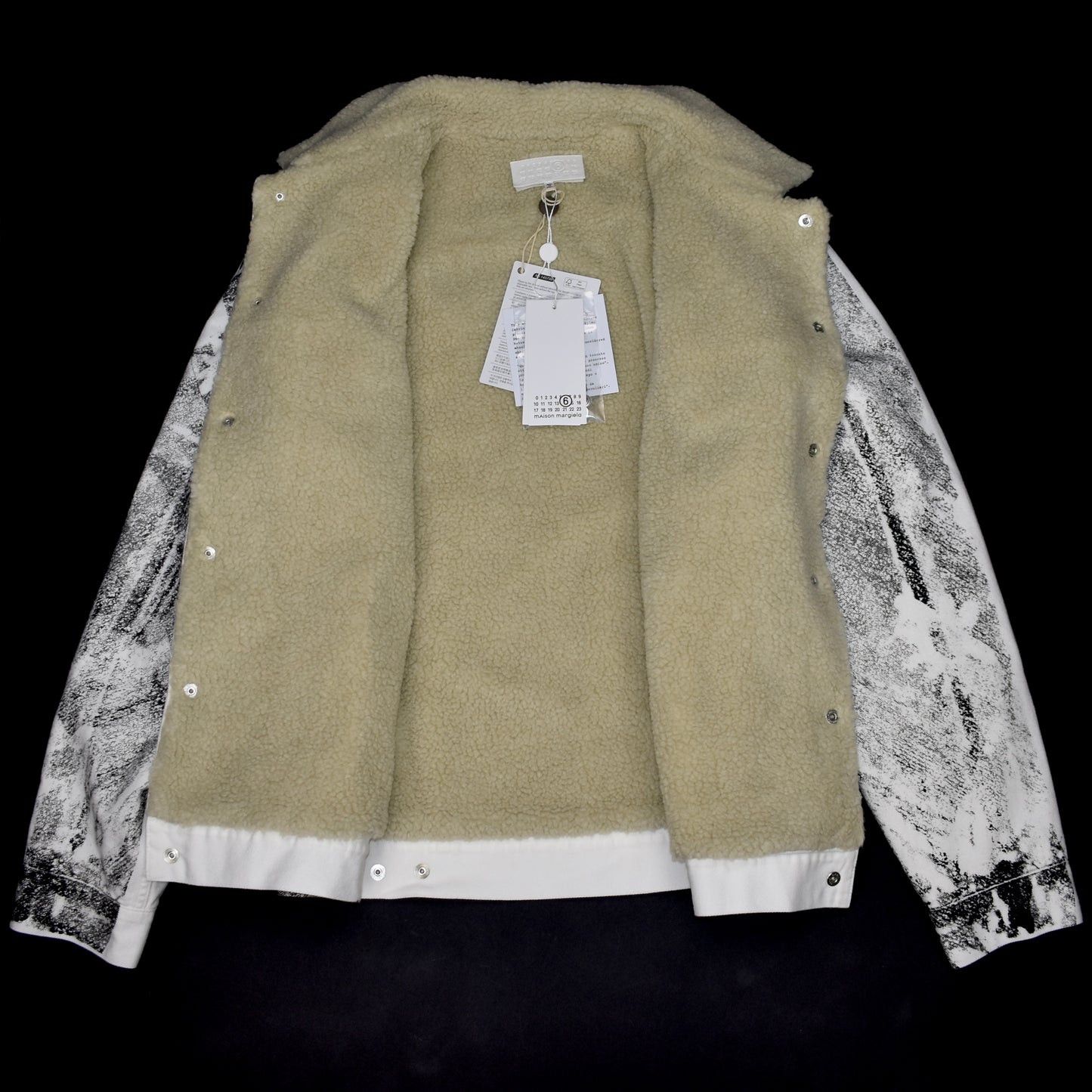 MM6 × Maison Margiela Maison Margiela MM6 Painted Denim Trucker Jacket Shearling Size US S / EU 44-46 / 1 - 2 Thumbnail