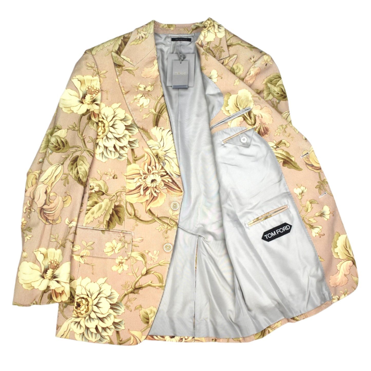Tom Ford $6.5K TOM FORD Floral Print Atticus Blazer Light Pink Corduroy Size 40R - 3 Thumbnail