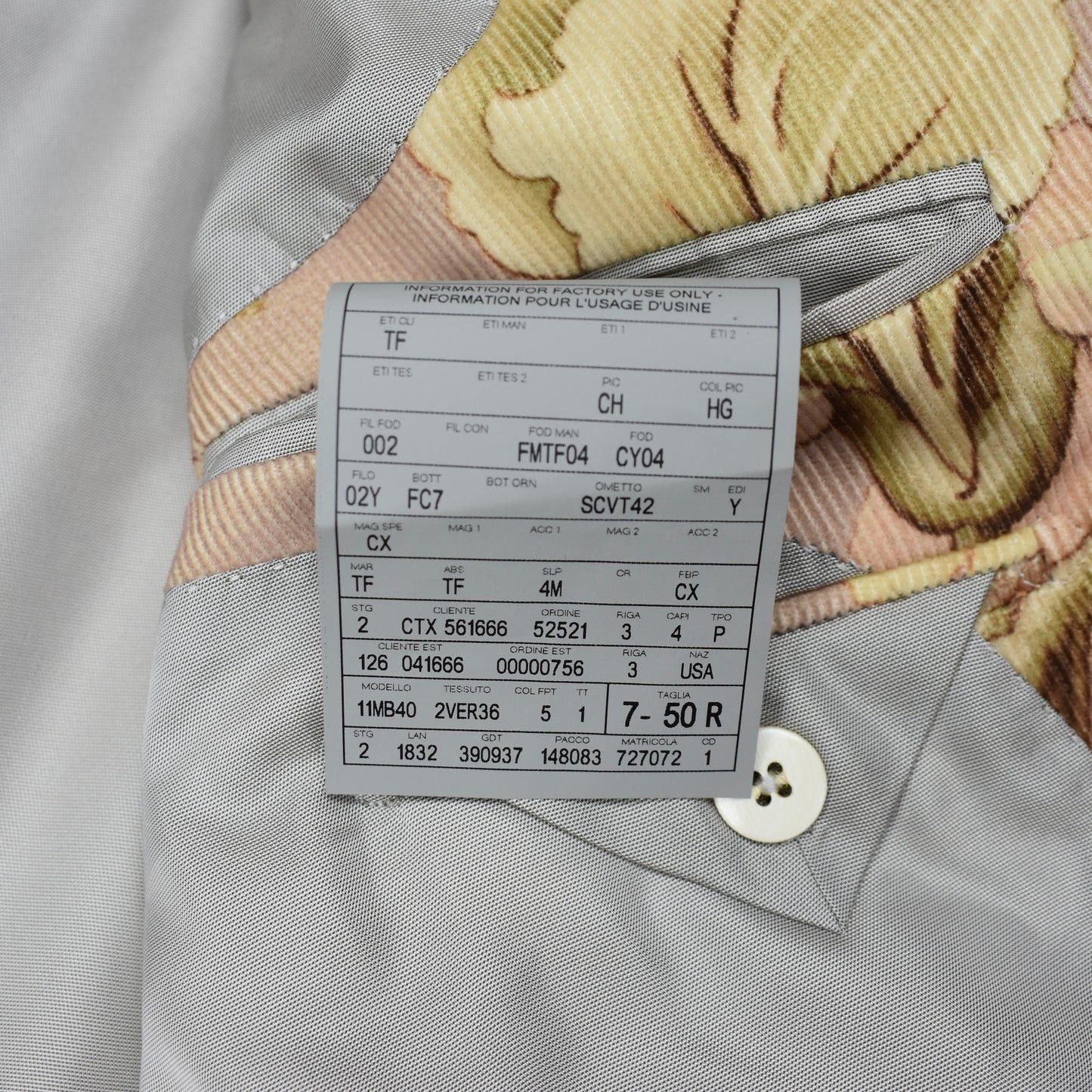 Tom Ford $6.5K TOM FORD Floral Print Atticus Blazer Light Pink Corduroy Size 40R - 13 Thumbnail
