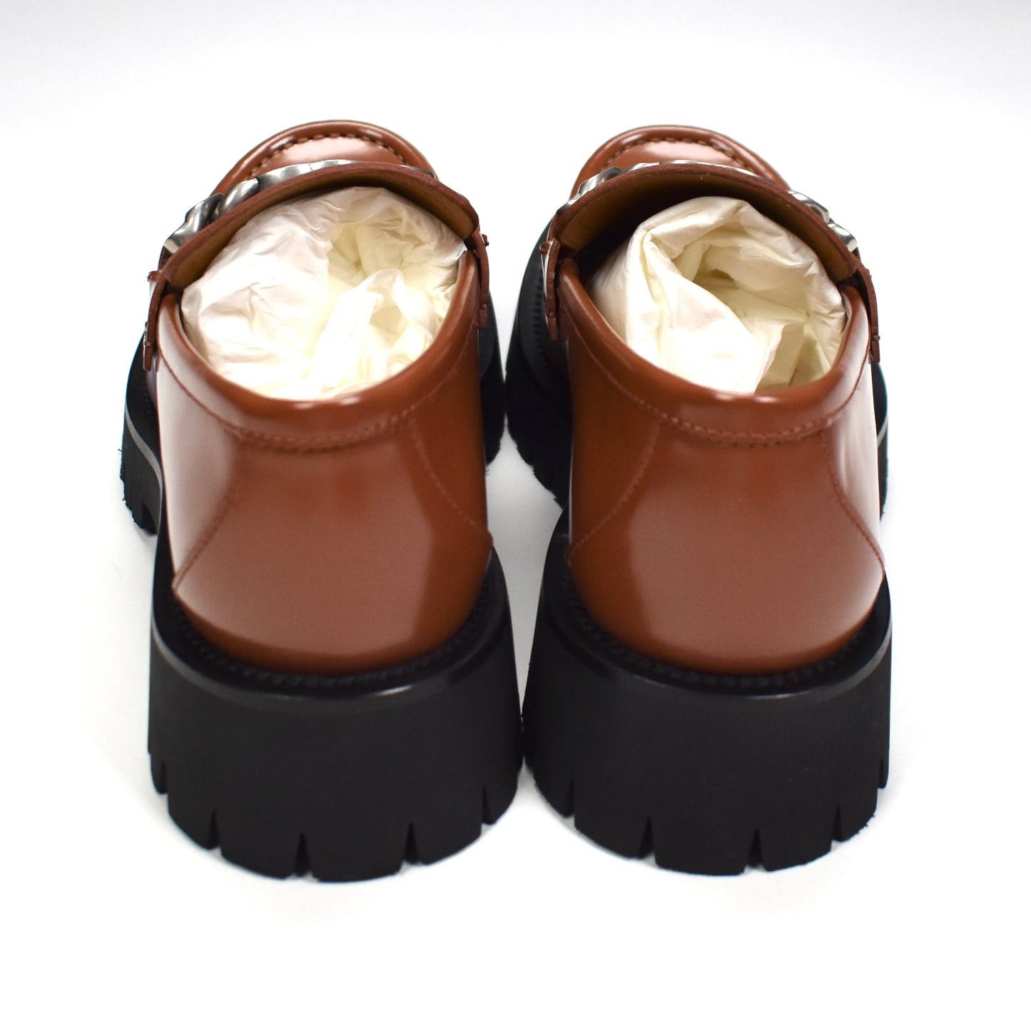 Gucci Gucci Brown Leather GG Chain Lug Loafers Cordovan Lux Size US 10 / EU 43 - 6 Thumbnail
