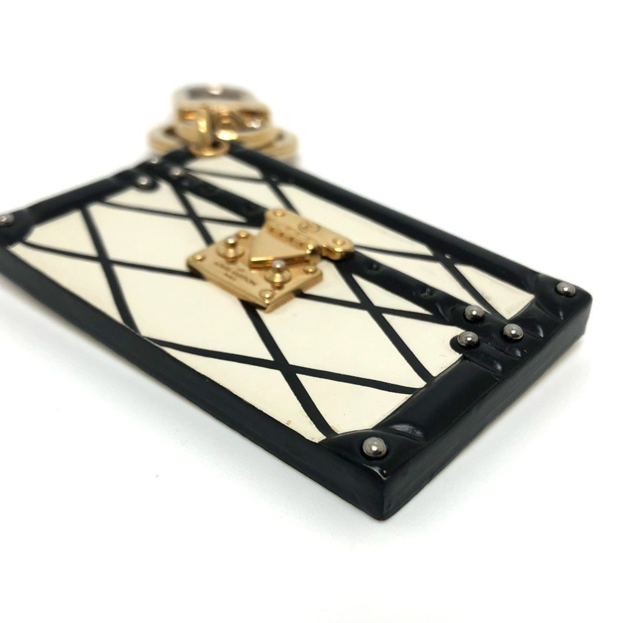 Louis Vuitton LOUIS VUITTON M00004 Trunk Petite Malle Keychain Charm Key Ring Metal/Leather Women's White x Black Gold Size ONE SIZE - 3 Thumbnail