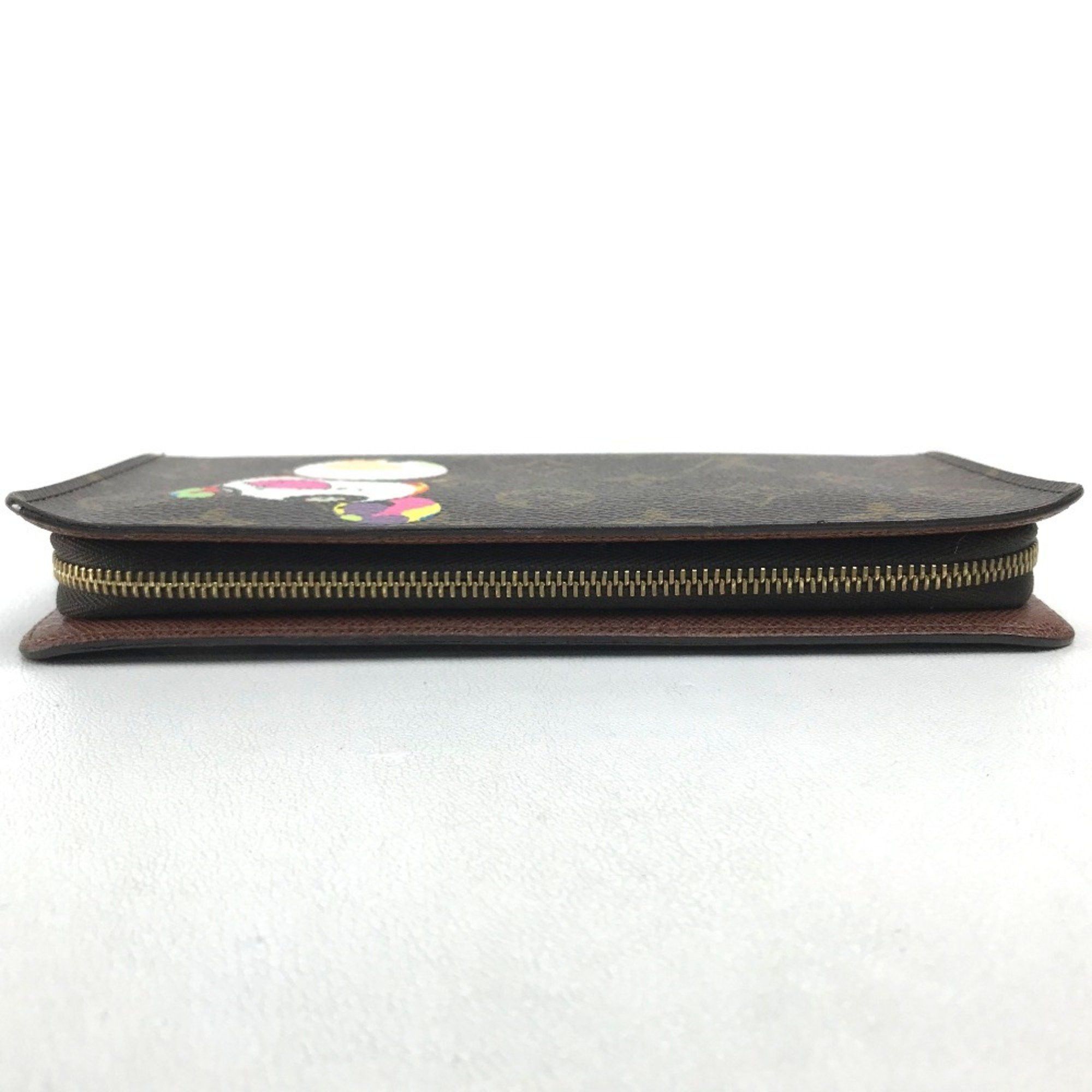 Louis Vuitton LOUIS VUITTON M61729 Monogram Panda Porte Monne Zip Long Wallet by Takashi Murakami, Canvas, Women's, Brown Size ONE SIZE - 3 Thumbnail