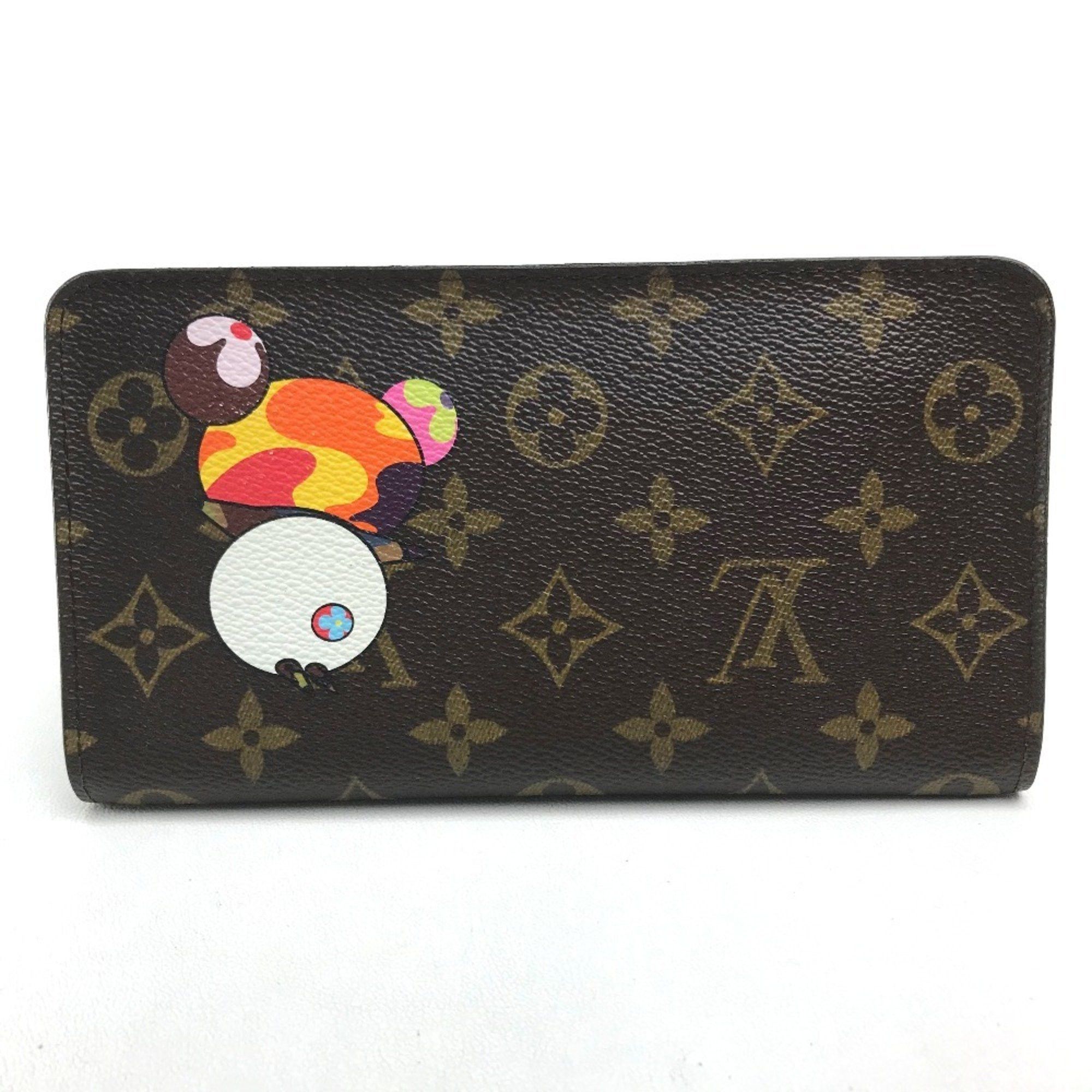 Louis Vuitton LOUIS VUITTON M61729 Monogram Panda Porte Monne Zip Long Wallet by Takashi Murakami, Canvas, Women's, Brown Size ONE SIZE - 2 Thumbnail