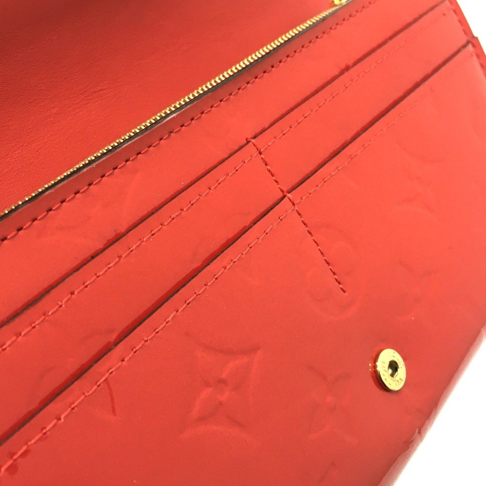 Louis Vuitton LOUIS VUITTON M90489 Monogram Vernis Portefeuille Sarah Bird Long Wallet, Women's, Cerise, Red Size ONE SIZE - 10 Thumbnail
