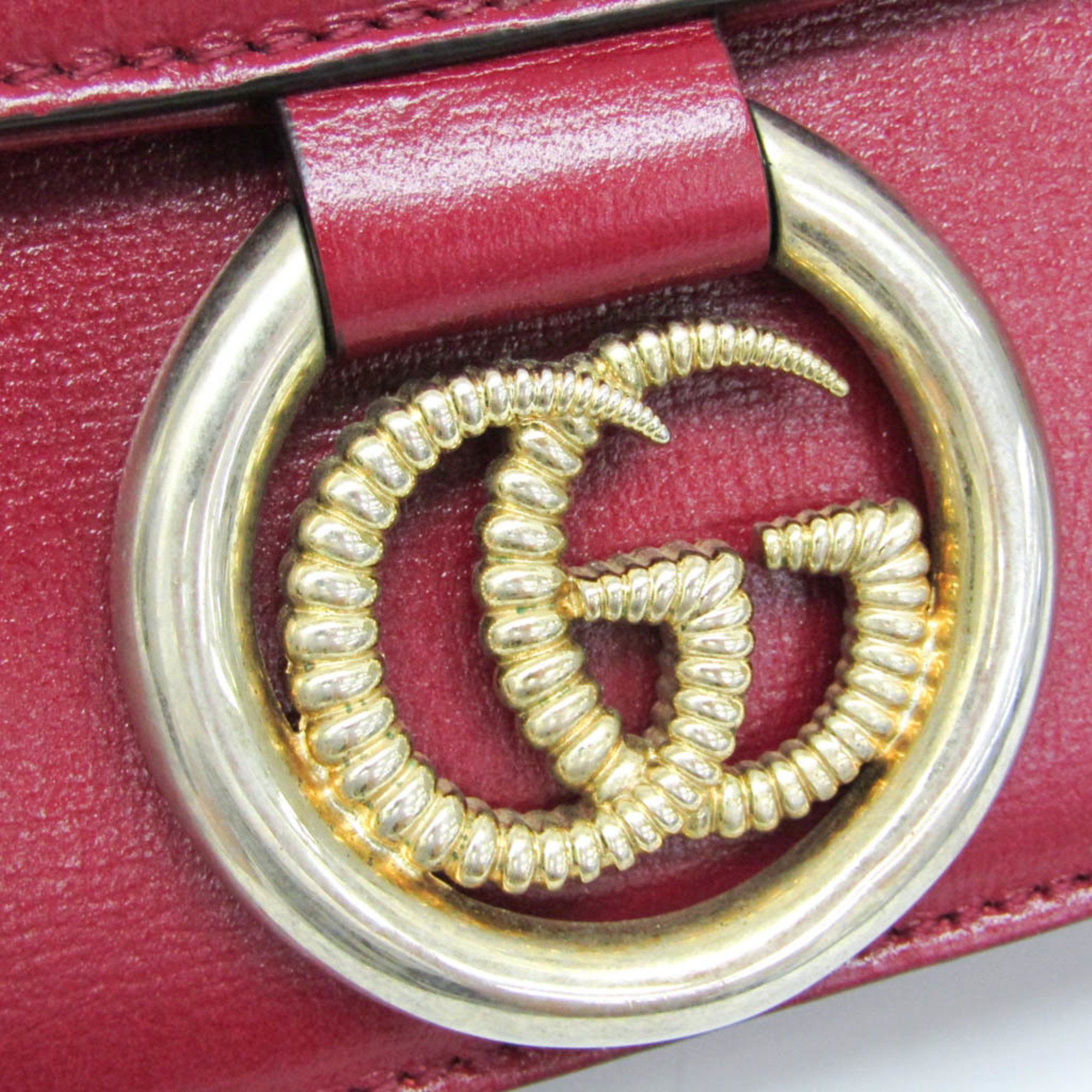 Gucci Gucci GG Marmont Double G 589474 Women's Leather Shoulder Bag Red Color Size ONE SIZE - 7 Thumbnail