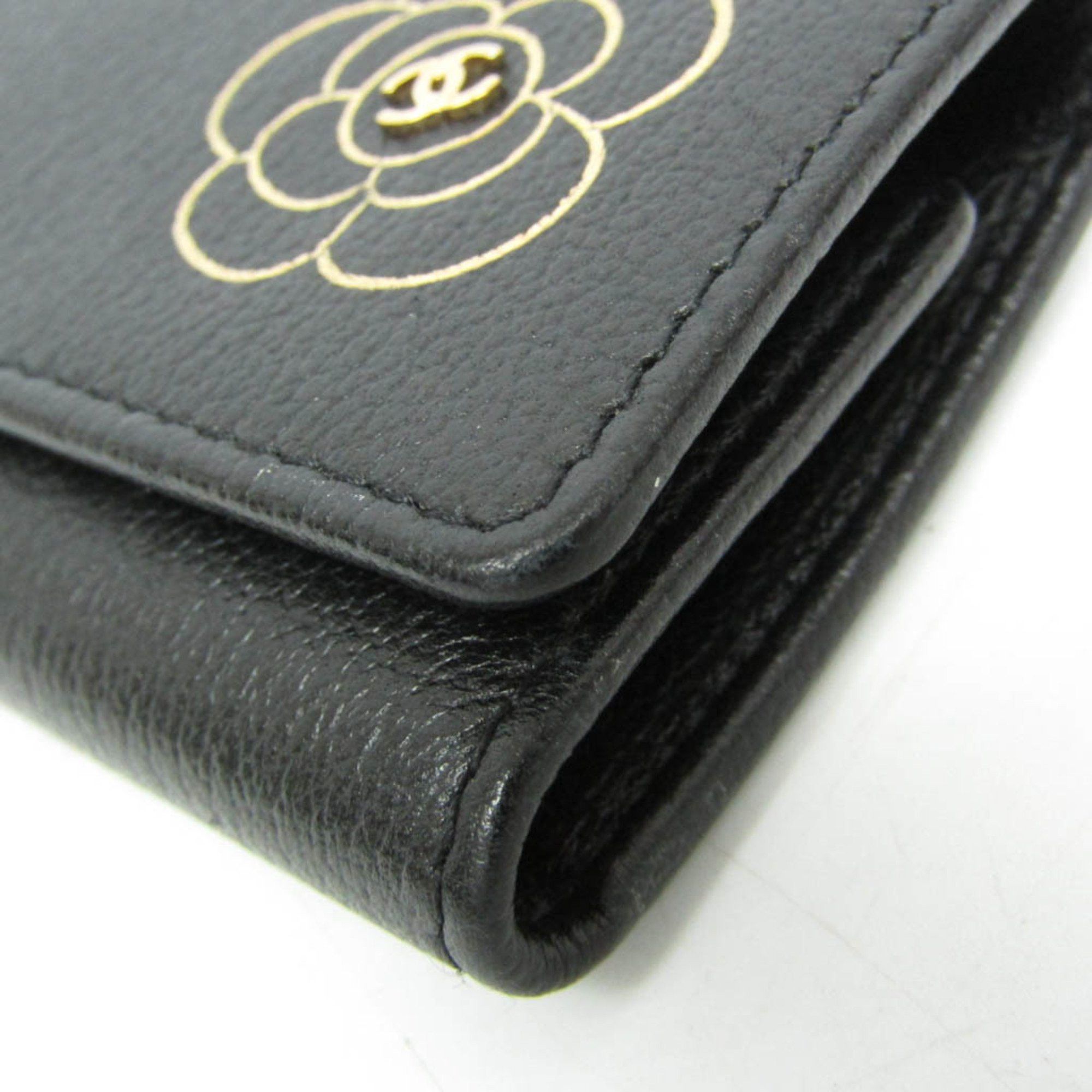 Chanel Chanel Camellia Women's Leather Key Case Black Size ONE SIZE - 4 Thumbnail