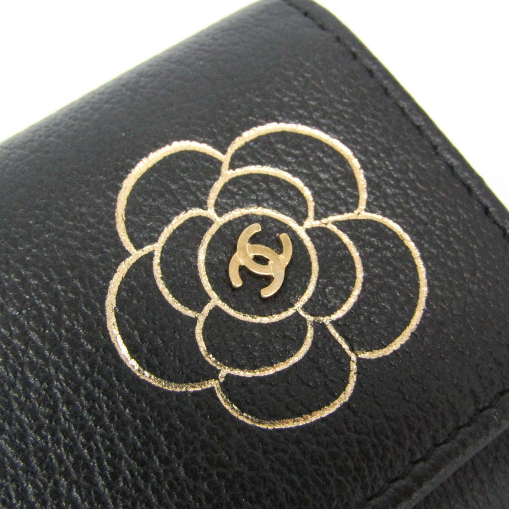 Chanel Chanel Camellia Women's Leather Key Case Black Size ONE SIZE - 8 Thumbnail