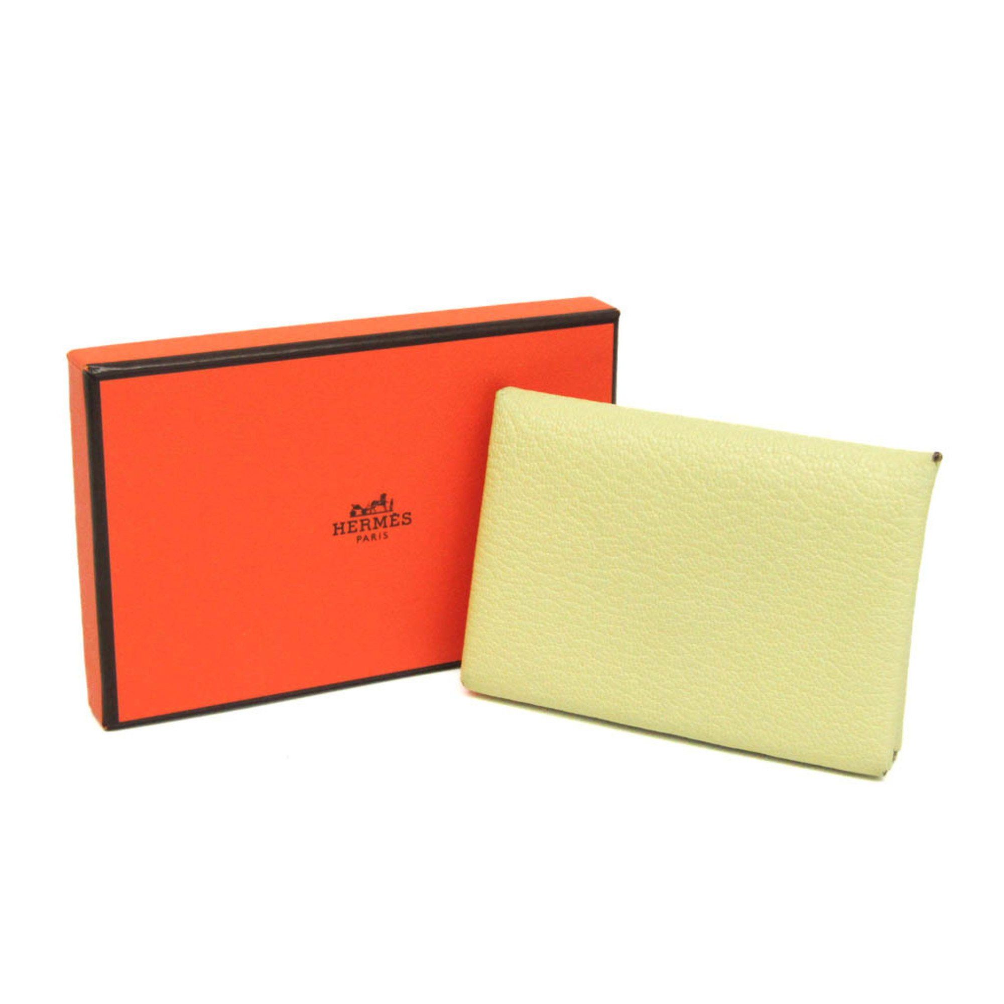 Hermes Hermes Calvi Duo Epsom Leather Card Case Yellow Size ONE SIZE - 2 Thumbnail