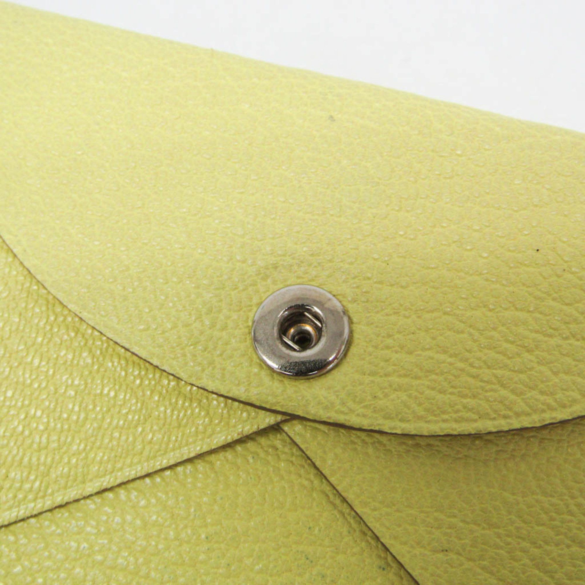 Hermes Hermes Calvi Duo Epsom Leather Card Case Yellow Size ONE SIZE - 9 Thumbnail