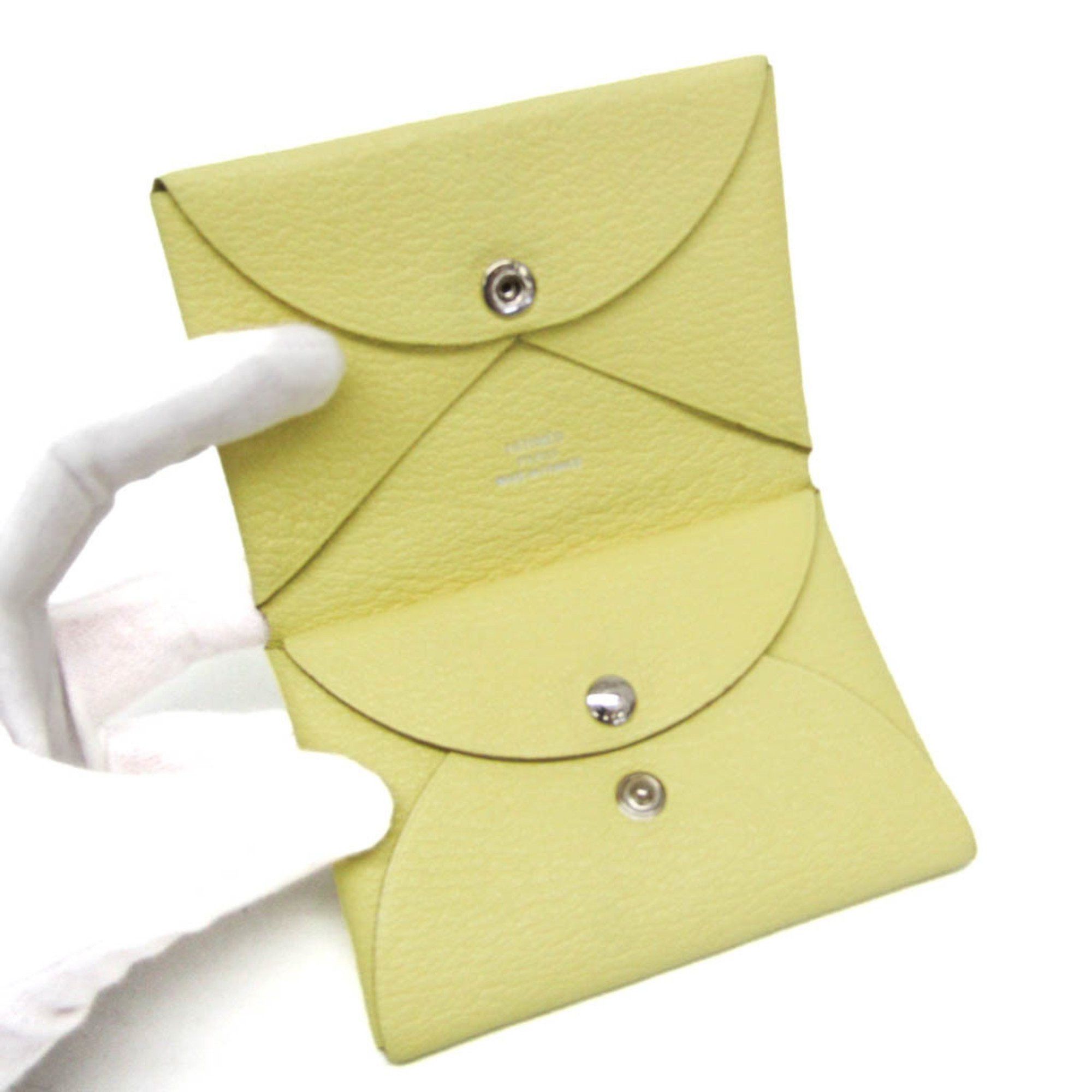 Hermes Hermes Calvi Duo Epsom Leather Card Case Yellow Size ONE SIZE - 4 Thumbnail