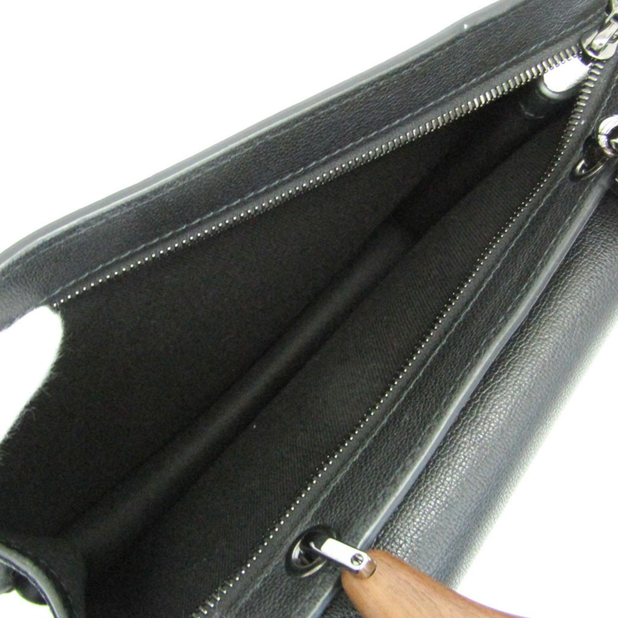Max Mara Max Mara Wooden Handle Flap Bag Women's Leather,Wood Handbag,Shoulder Bag Black Size ONE SIZE - 11 Thumbnail
