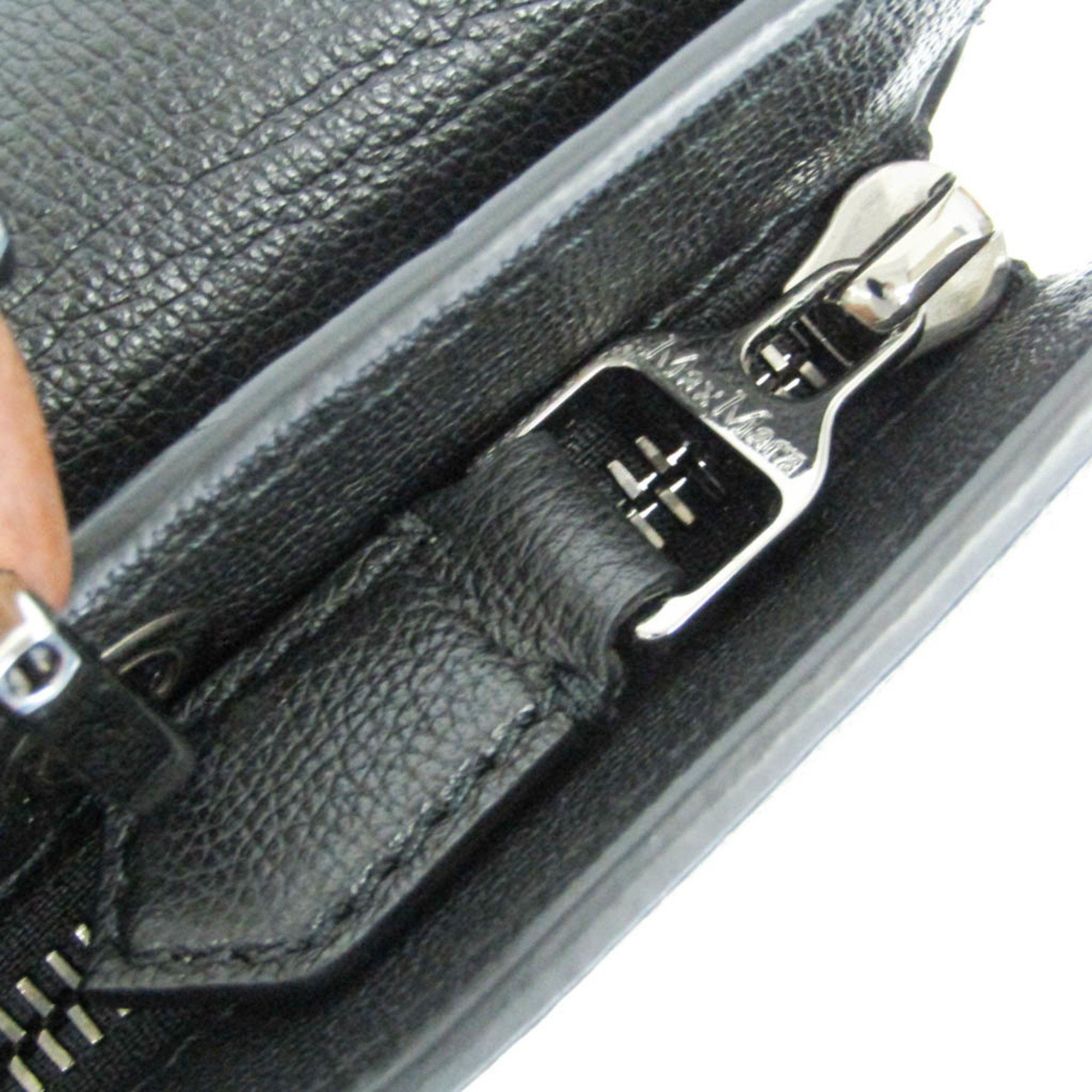 Max Mara Max Mara Wooden Handle Flap Bag Women's Leather,Wood Handbag,Shoulder Bag Black Size ONE SIZE - 10 Thumbnail