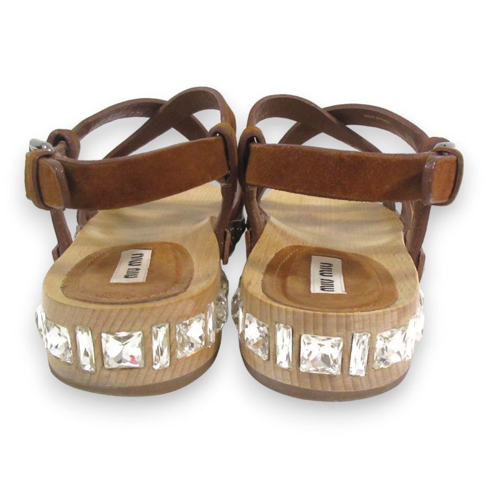 Miu Miu Miu Miu Miu Miu Bijoux Studs Suede Wood Sandals Suede Shoes 30676 DUTY FREE for USA Size ONE SIZE - 6 Thumbnail