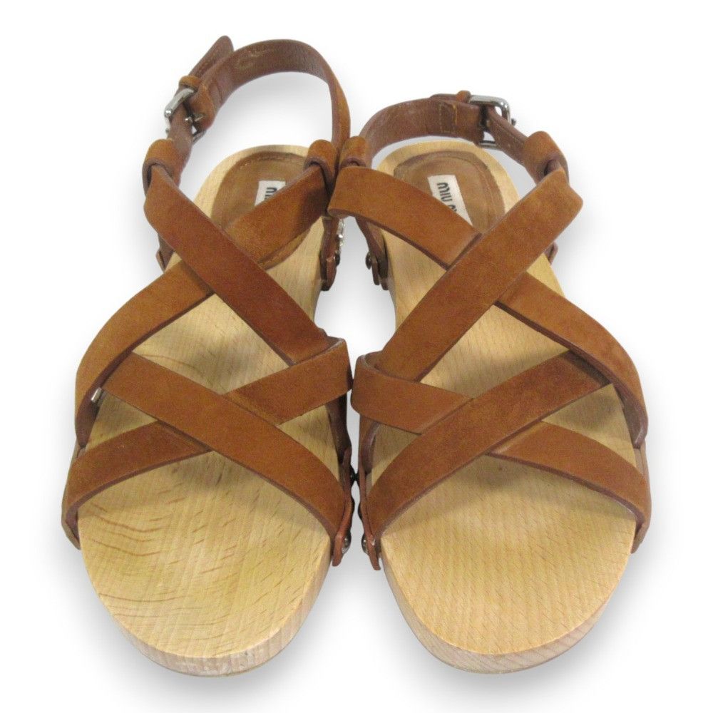 Miu Miu Miu Miu Miu Miu Bijoux Studs Suede Wood Sandals Suede Shoes 30676 DUTY FREE for USA Size ONE SIZE - 3 Thumbnail