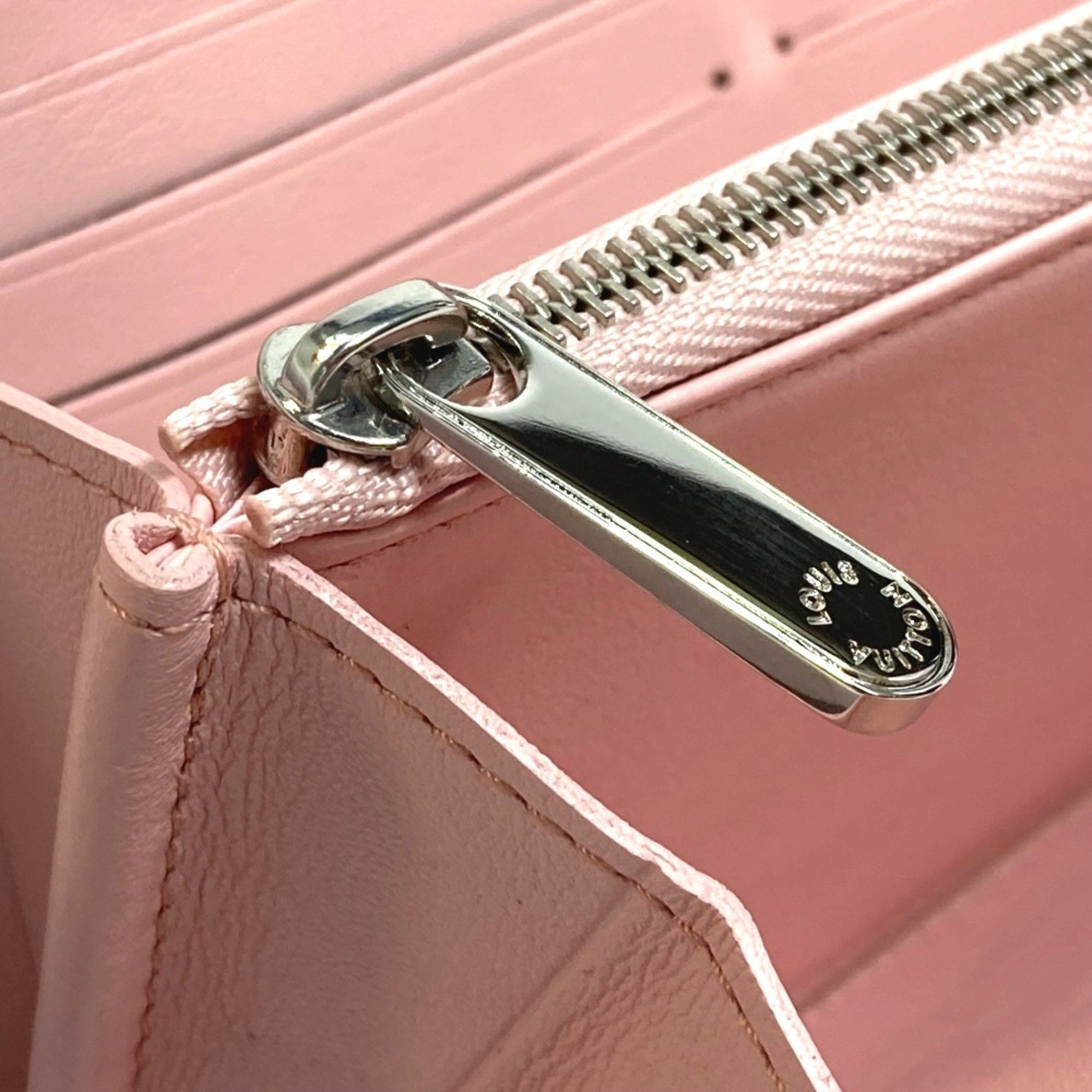Louis Vuitton LOUIS VUITTON M80490 Monogram Mahina Gradient Zippy Wallet, Round Zipper Long Leather, Women's, Pink and White Size ONE SIZE - 13 Thumbnail