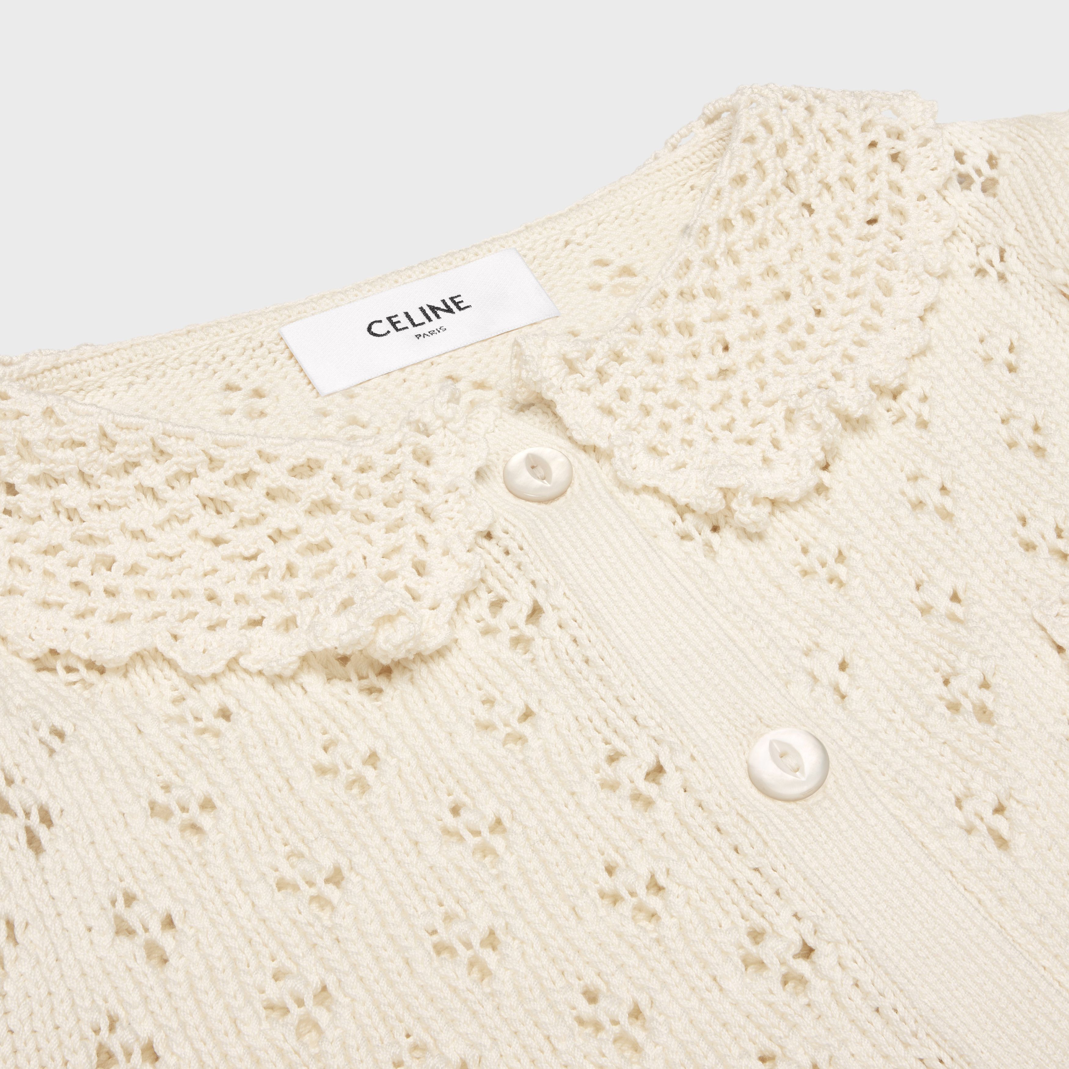 Celine cropped cardigan in pointelle cotton Size XL / US 12-14 / IT 48-50 - 3 Thumbnail