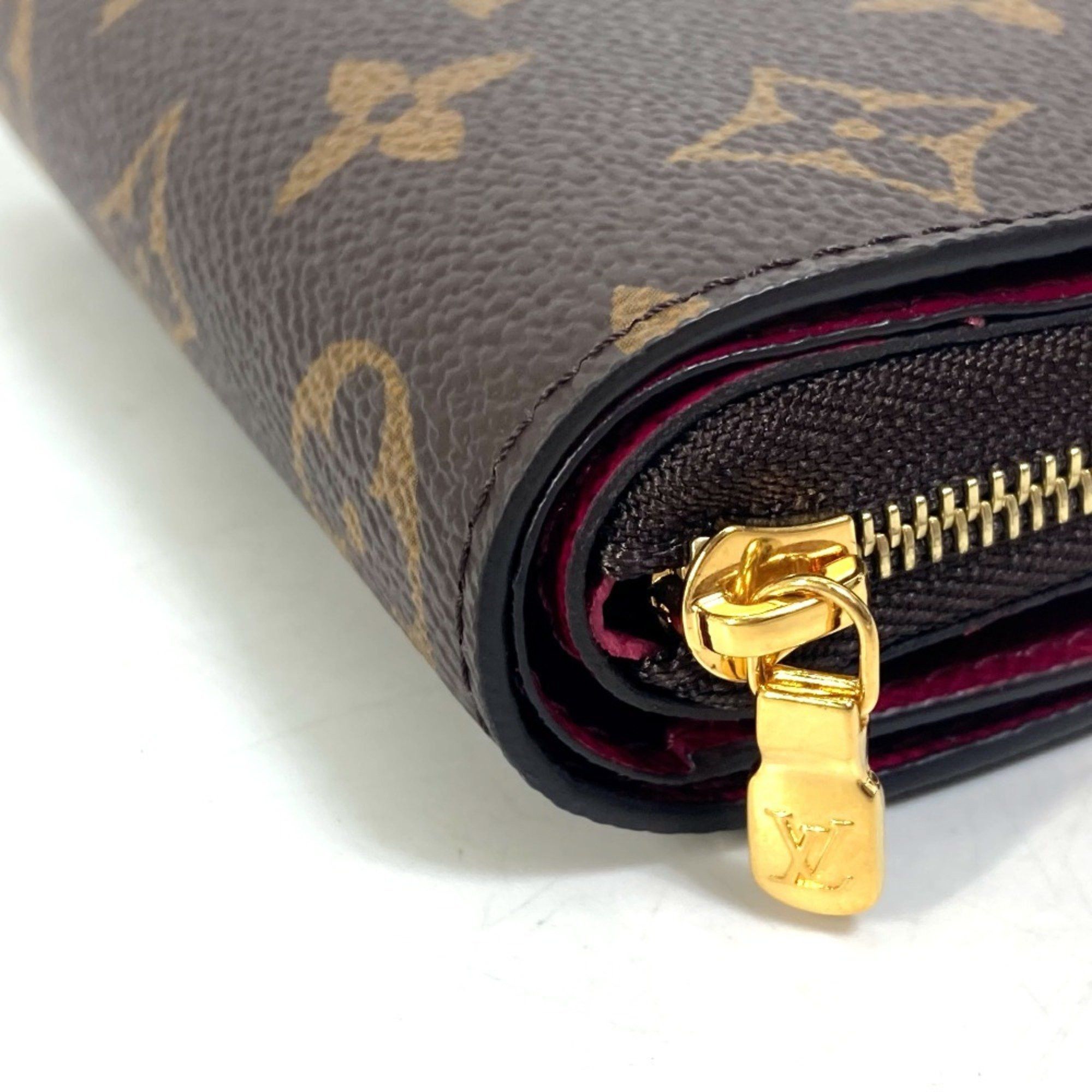 Louis Vuitton LOUIS VUITTON M82377 Monogram Portefeuille Lou Bifold Wallet in Canvas, Women's, Fuchsia Brown Size ONE SIZE - 8 Thumbnail