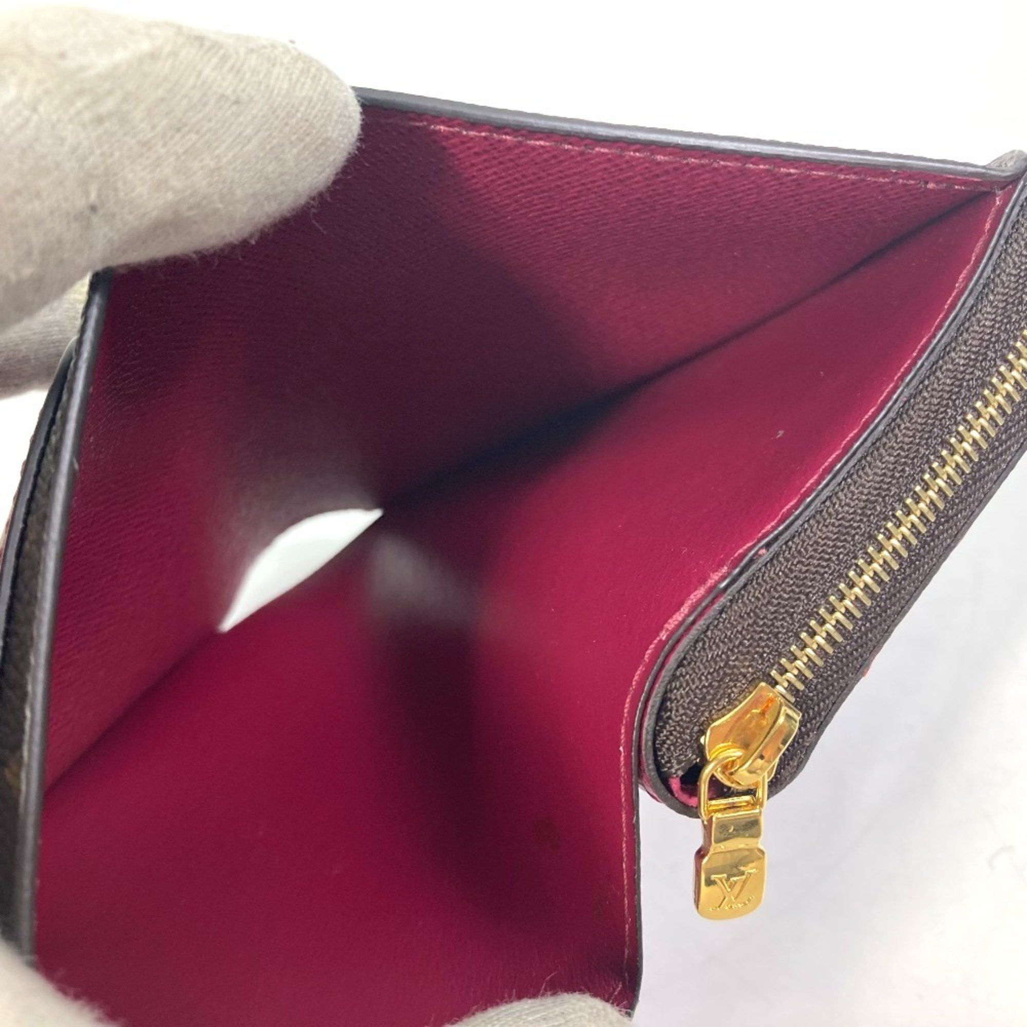 Louis Vuitton LOUIS VUITTON M82377 Monogram Portefeuille Lou Bifold Wallet in Canvas, Women's, Fuchsia Brown Size ONE SIZE - 14 Thumbnail