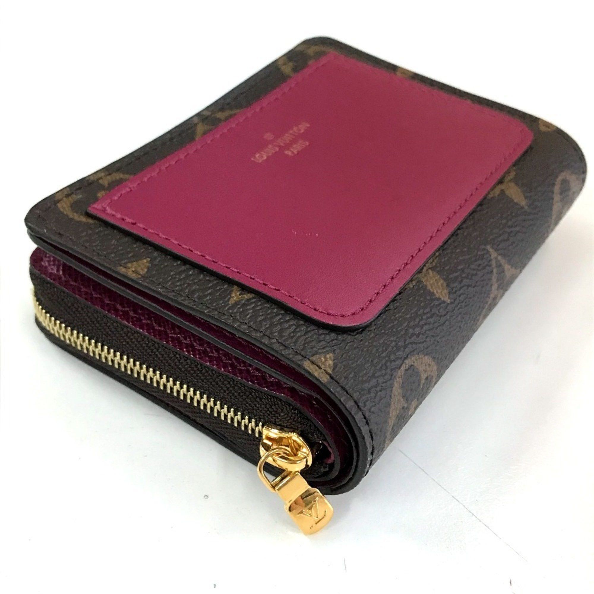 Louis Vuitton LOUIS VUITTON M82377 Monogram Portefeuille Lou Bifold Wallet in Canvas, Women's, Fuchsia Brown Size ONE SIZE - 3 Thumbnail