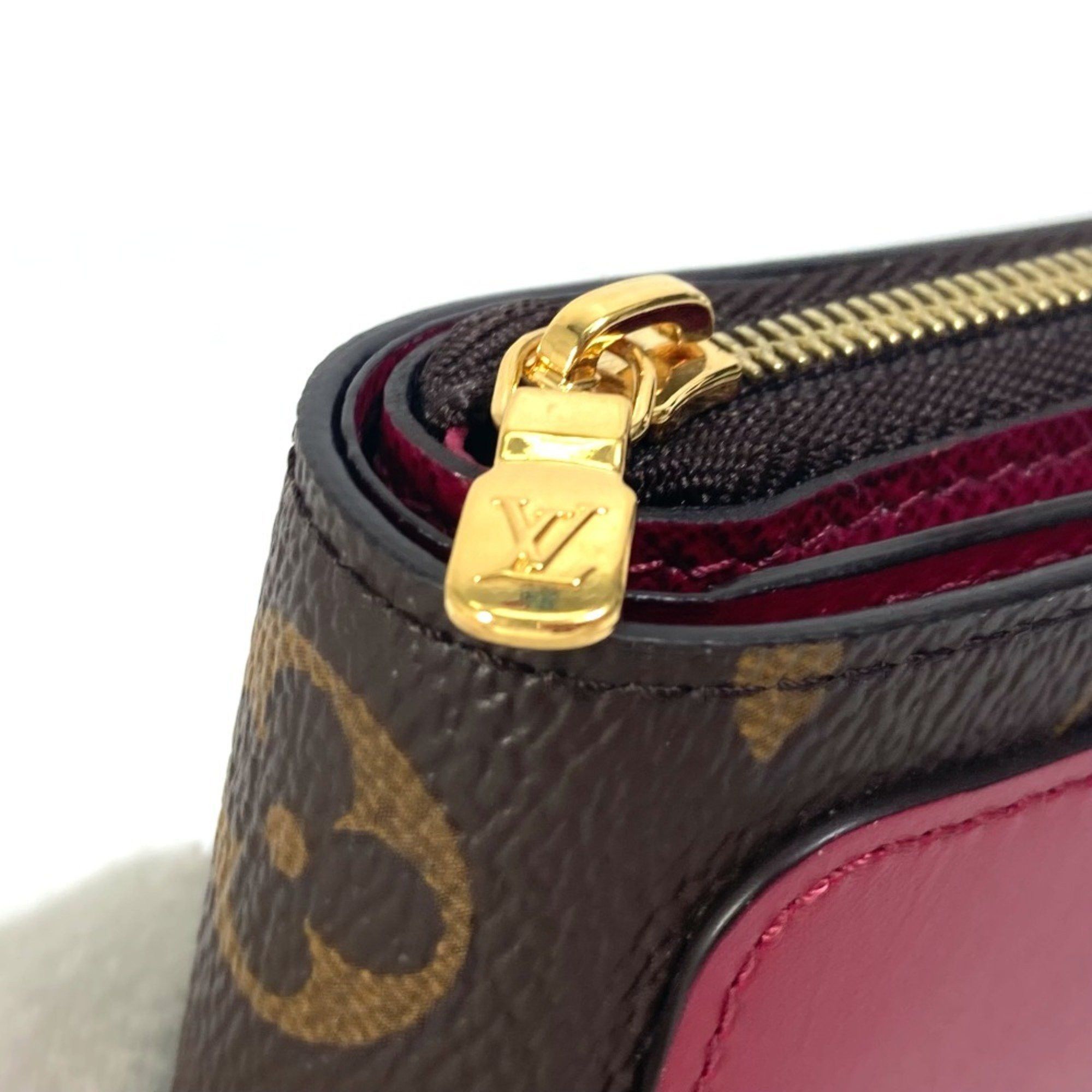 Louis Vuitton LOUIS VUITTON M82377 Monogram Portefeuille Lou Bifold Wallet in Canvas, Women's, Fuchsia Brown Size ONE SIZE - 11 Thumbnail