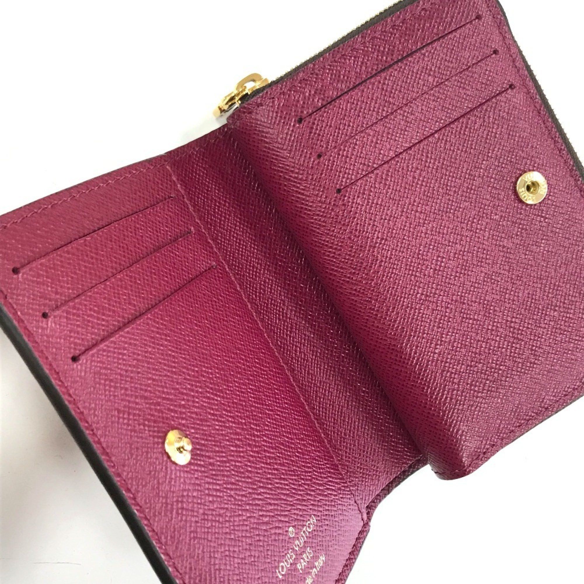 Louis Vuitton LOUIS VUITTON M82377 Monogram Portefeuille Lou Bifold Wallet in Canvas, Women's, Fuchsia Brown Size ONE SIZE - 13 Thumbnail