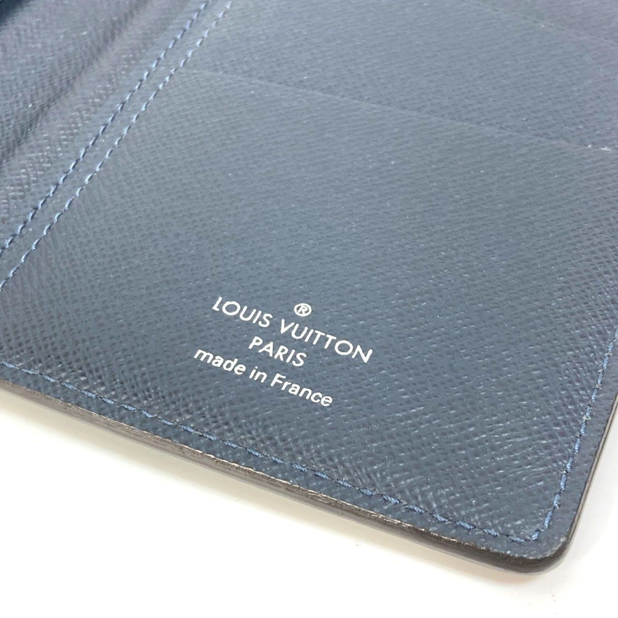 Louis Vuitton LOUIS VUITTON M30713 Taiga V Portefeuille Brazza NM Bifold Long Wallet in Leather, Men's Navy Size ONE SIZE - 11 Thumbnail