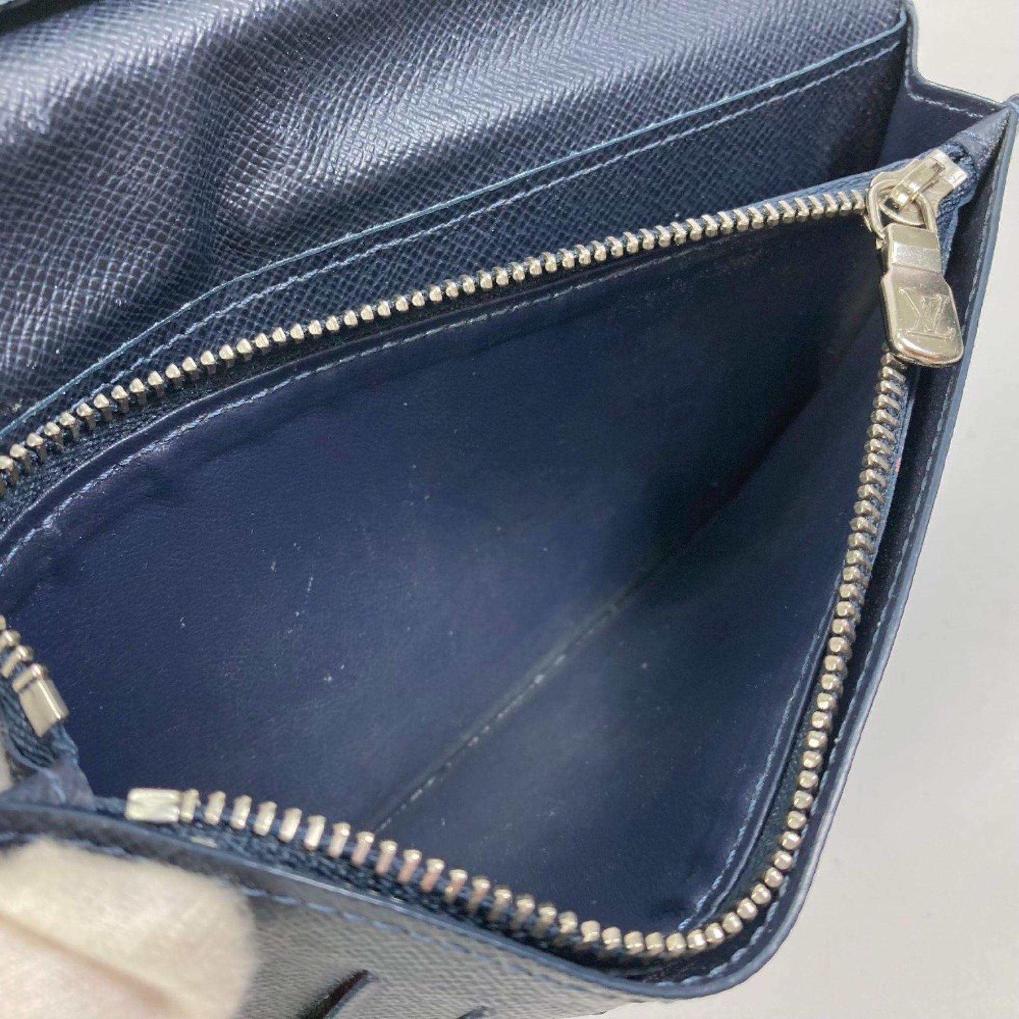 Louis Vuitton LOUIS VUITTON M30713 Taiga V Portefeuille Brazza NM Bifold Long Wallet in Leather, Men's Navy Size ONE SIZE - 13 Thumbnail