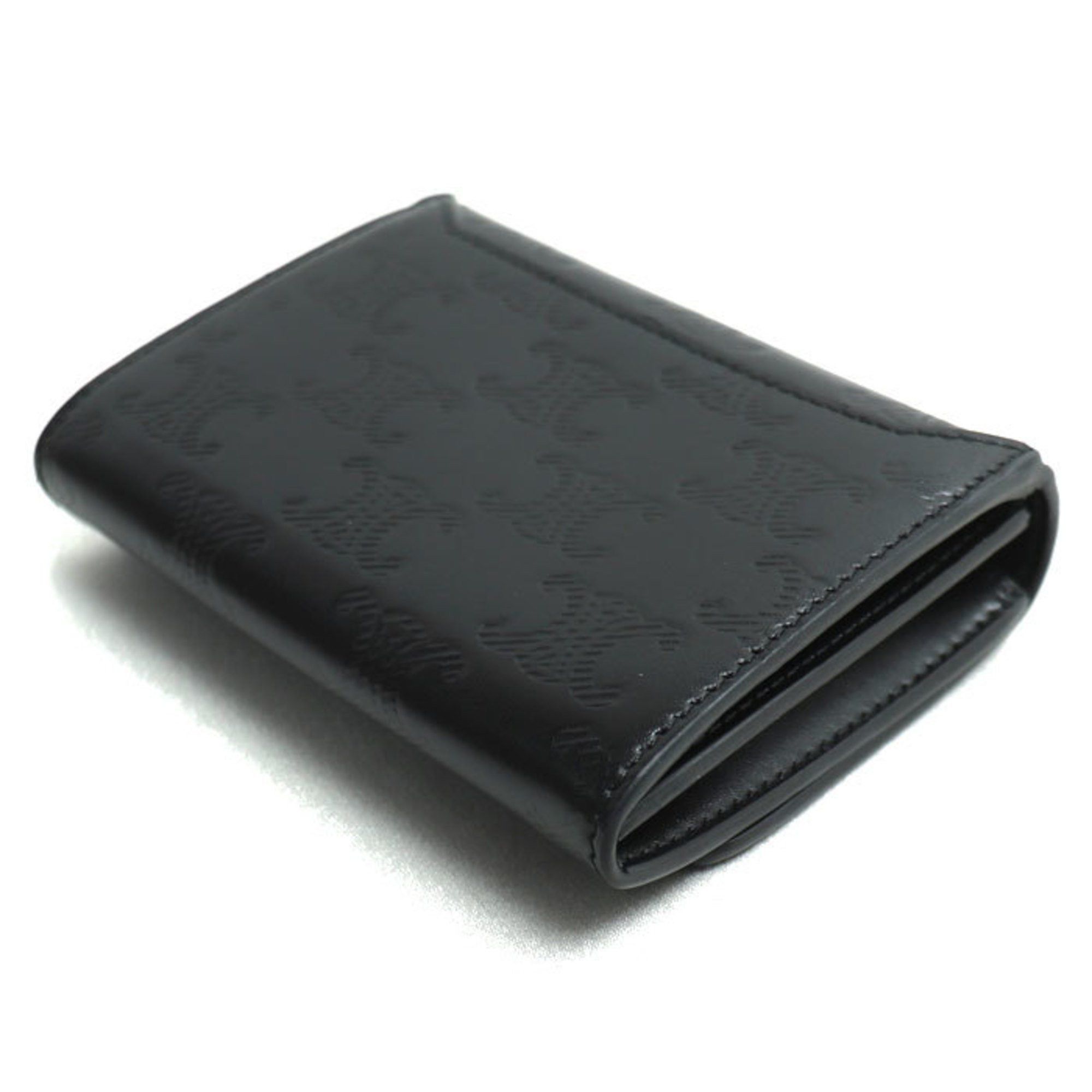 Celine CELINE Triomphe Embossed Card Holder, Black, 10M243FQD.38SI, Unisex Size ONE SIZE - 2 Thumbnail