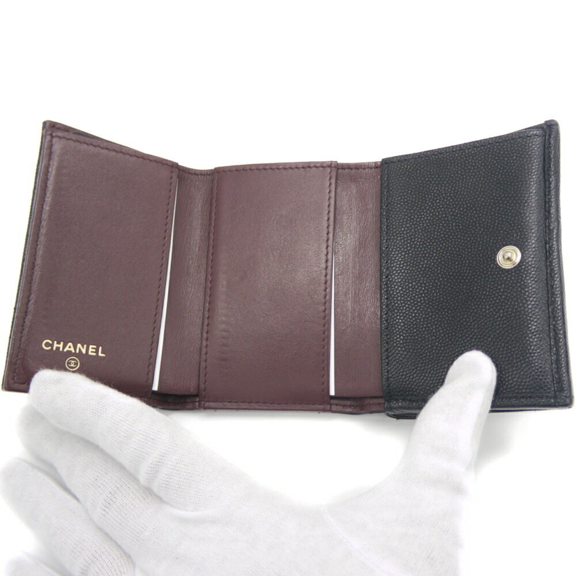 Chanel CHANEL Classic Small Flap Wallet with Coco Mark and Matelasse Caviar Leather in Black, AP0230, Tri-fold Size ONE SIZE - 6 Thumbnail