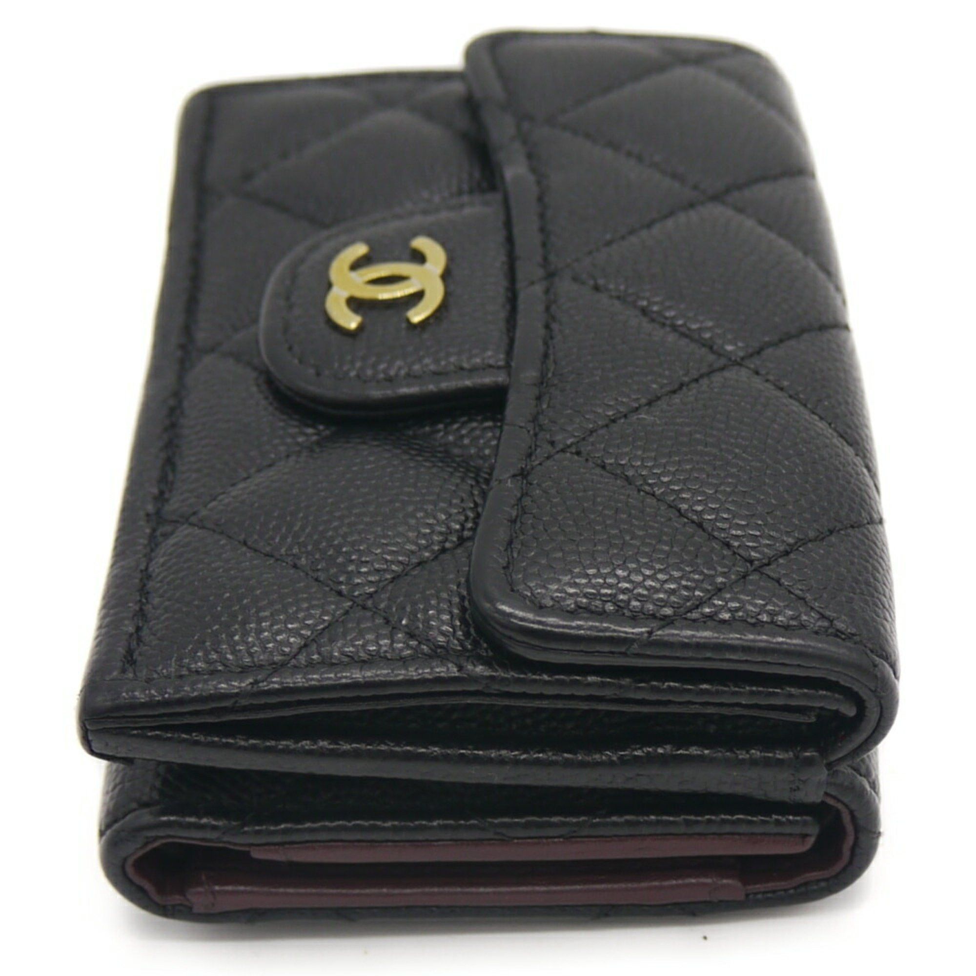 Chanel CHANEL Classic Small Flap Wallet with Coco Mark and Matelasse Caviar Leather in Black, AP0230, Tri-fold Size ONE SIZE - 4 Thumbnail