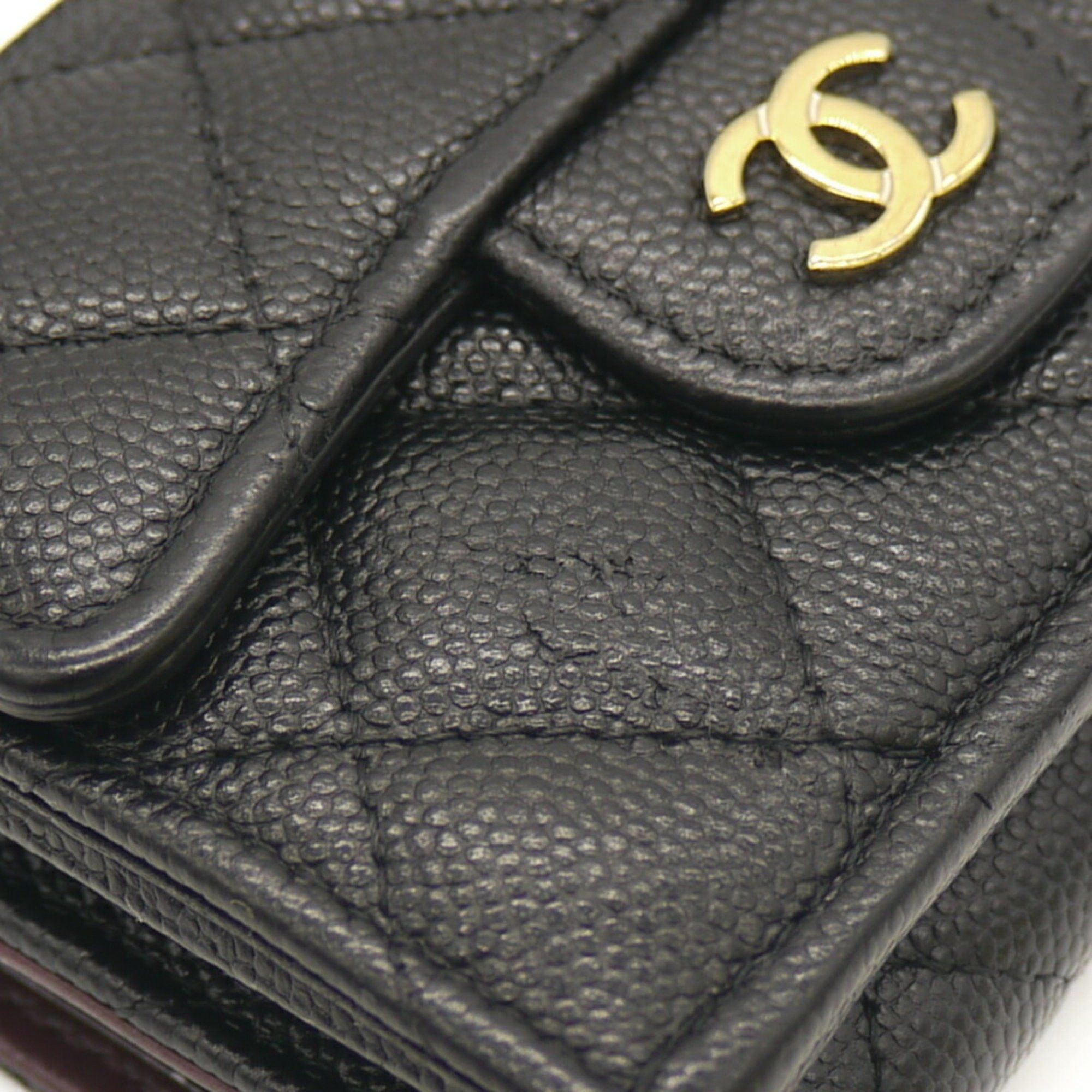 Chanel CHANEL Classic Small Flap Wallet with Coco Mark and Matelasse Caviar Leather in Black, AP0230, Tri-fold Size ONE SIZE - 10 Thumbnail