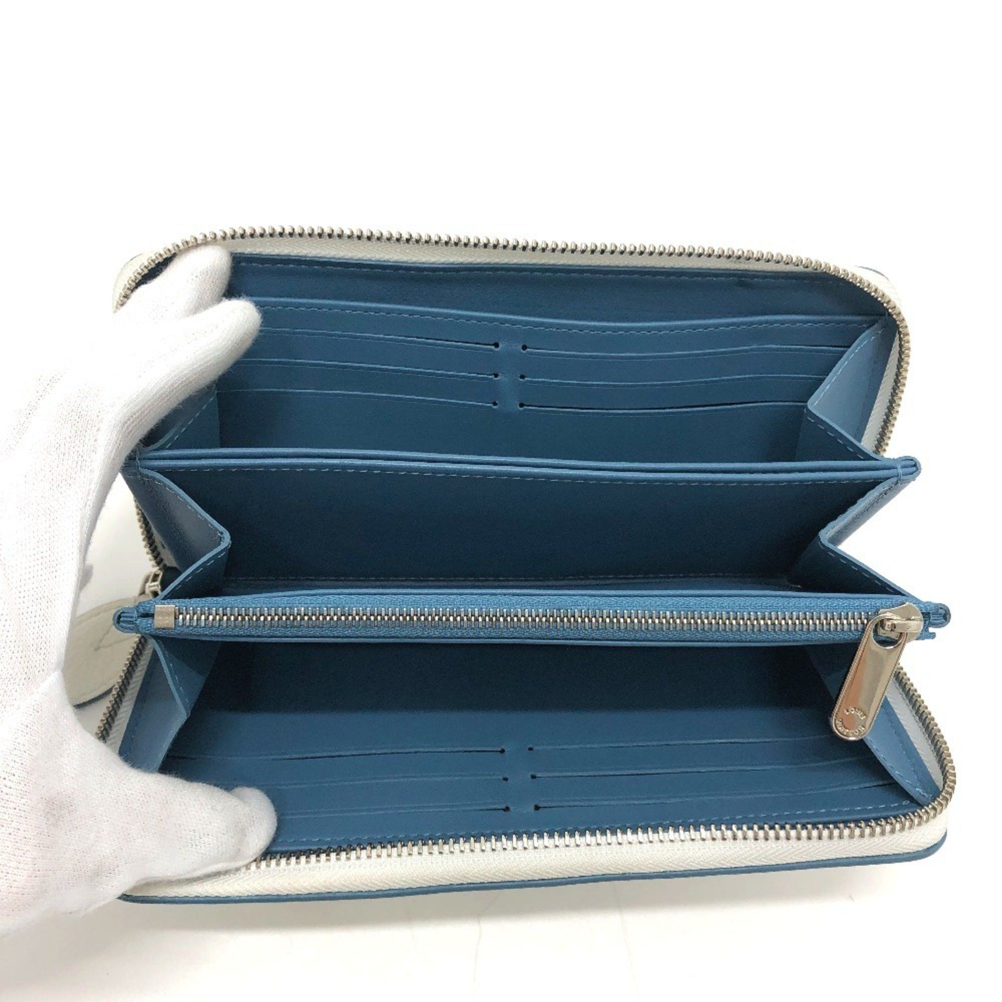 Louis Vuitton LOUIS VUITTON M69215 Monogram Mahina Zippy Wallet, Round Zip Long Women's, Snow Blue Orange, White, Like New Size ONE SIZE - 8 Thumbnail