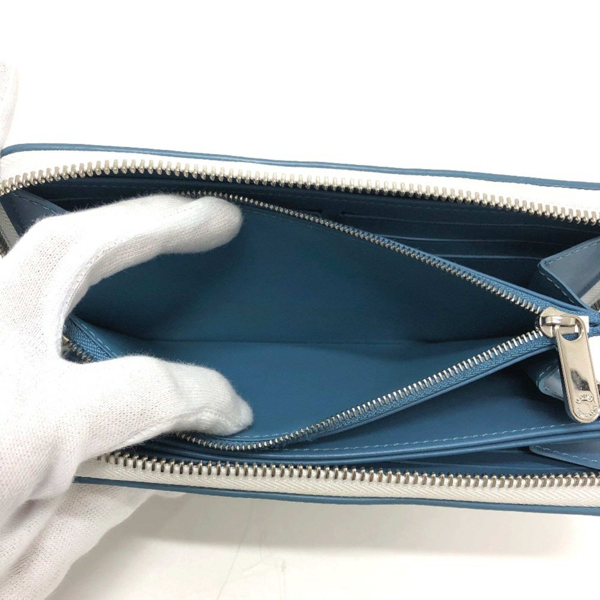 Louis Vuitton LOUIS VUITTON M69215 Monogram Mahina Zippy Wallet, Round Zip Long Women's, Snow Blue Orange, White, Like New Size ONE SIZE - 14 Thumbnail