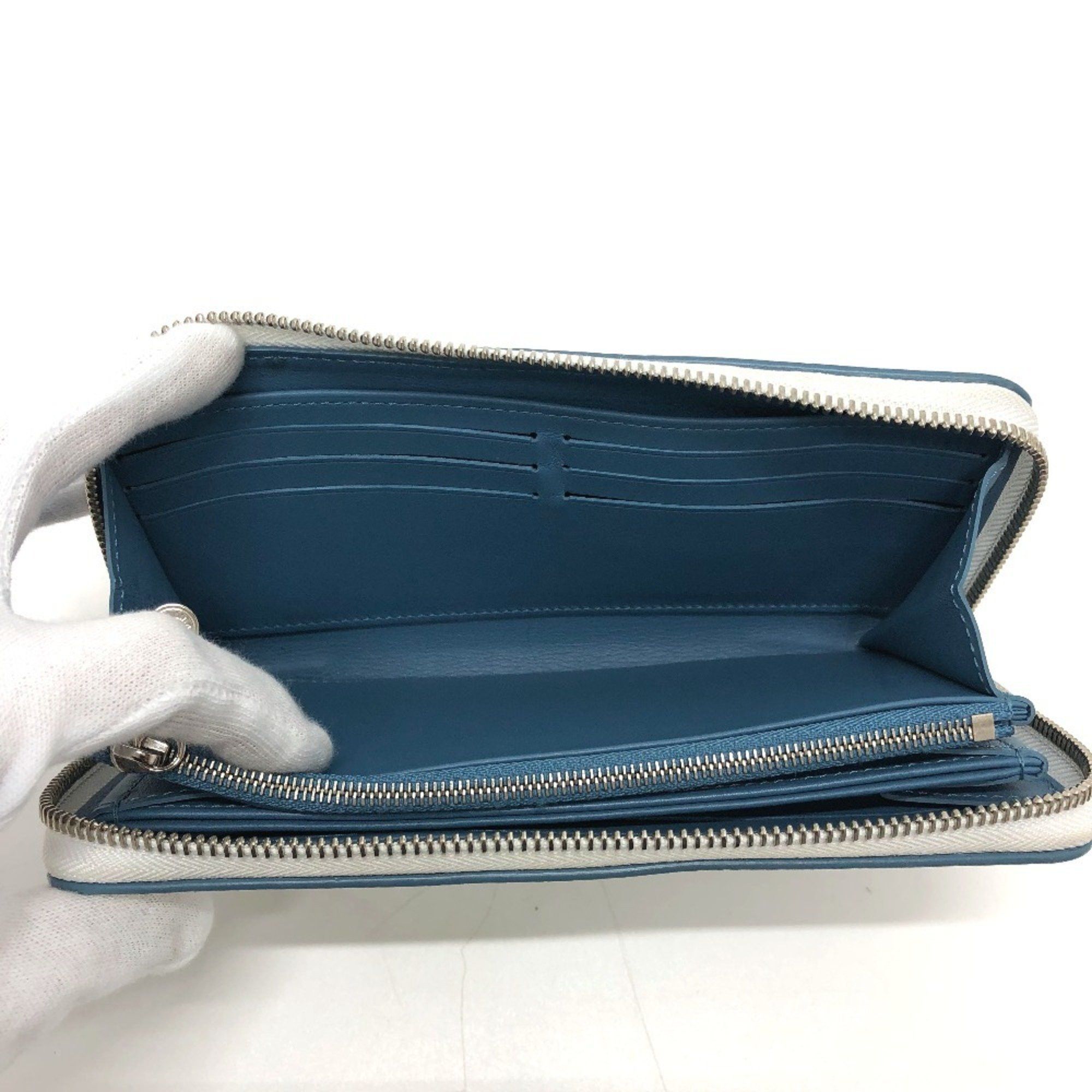 Louis Vuitton LOUIS VUITTON M69215 Monogram Mahina Zippy Wallet, Round Zip Long Women's, Snow Blue Orange, White, Like New Size ONE SIZE - 10 Thumbnail
