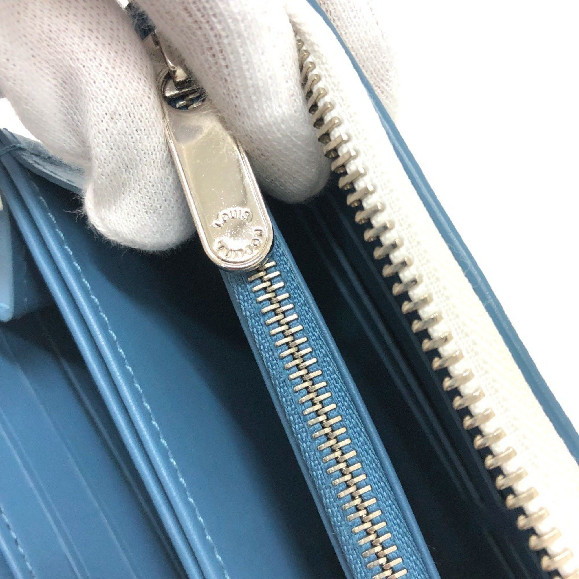 Louis Vuitton LOUIS VUITTON M69215 Monogram Mahina Zippy Wallet, Round Zip Long Women's, Snow Blue Orange, White, Like New Size ONE SIZE - 13 Thumbnail
