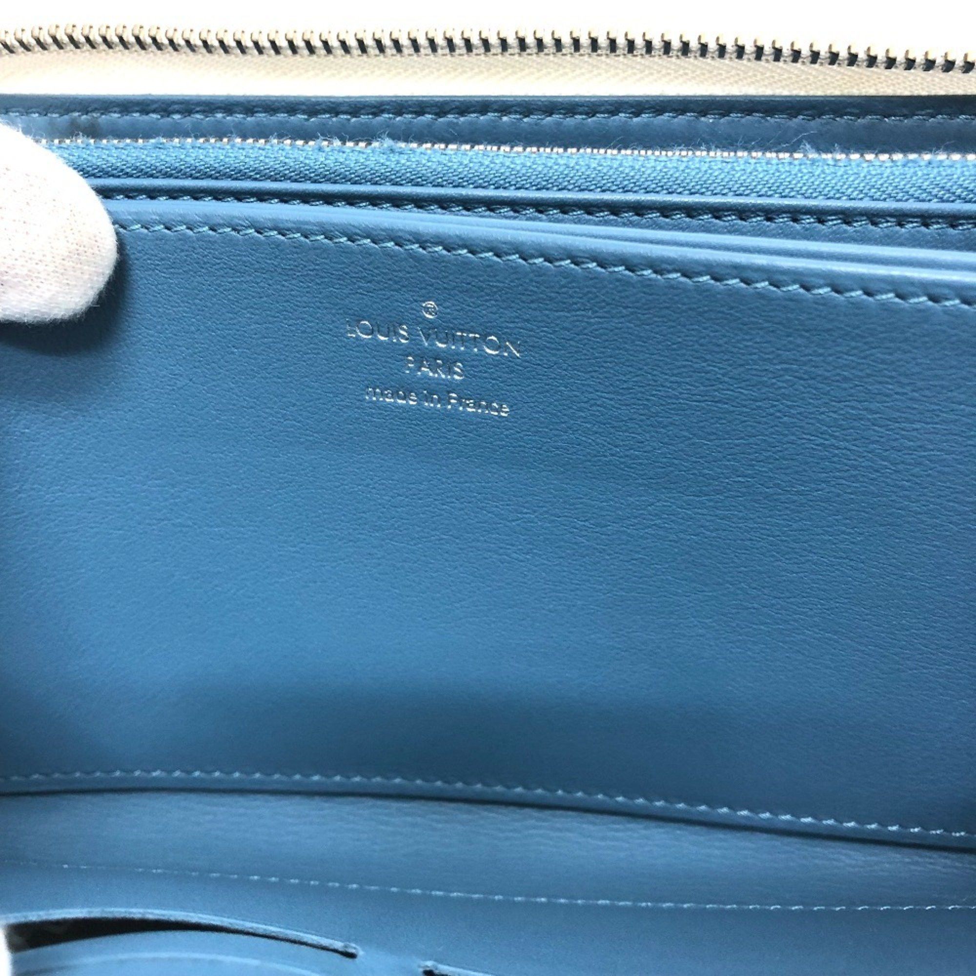 Louis Vuitton LOUIS VUITTON M69215 Monogram Mahina Zippy Wallet, Round Zip Long Women's, Snow Blue Orange, White, Like New Size ONE SIZE - 15 Thumbnail